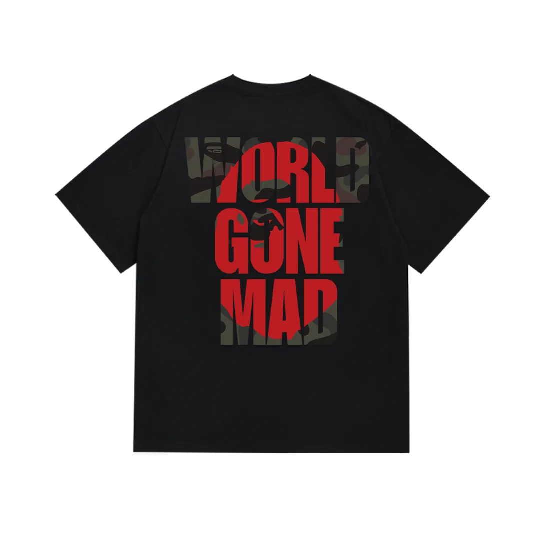P110 SC052# (top version) BAPE ape head letter printed short-sleeved T-shirt. Large letter printed on the back. Made of 260 grams of high-quality high-weave pure cotton fabric. Double yarn combed. Soft texture and no pilling. Imported environmentally friendly printing glue. Bright and three-dimensional pattern. Quality💥Same style for men and women. The upper body is trendy. Color: black and white. Size: S M L XL XXL