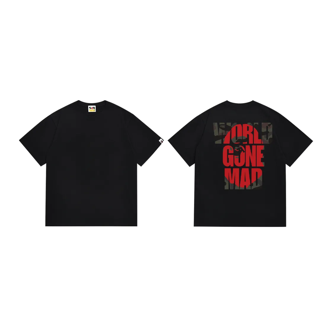 P110 SC052# (top version) BAPE ape head letter printed short-sleeved T-shirt. Large letter printed on the back. Made of 260 grams of high-quality high-weave pure cotton fabric. Double yarn combed. Soft texture and no pilling. Imported environmentally friendly printing glue. Bright and three-dimensional pattern. Quality💥Same style for men and women. The upper body is trendy. Color: black and white. Size: S M L XL XXL