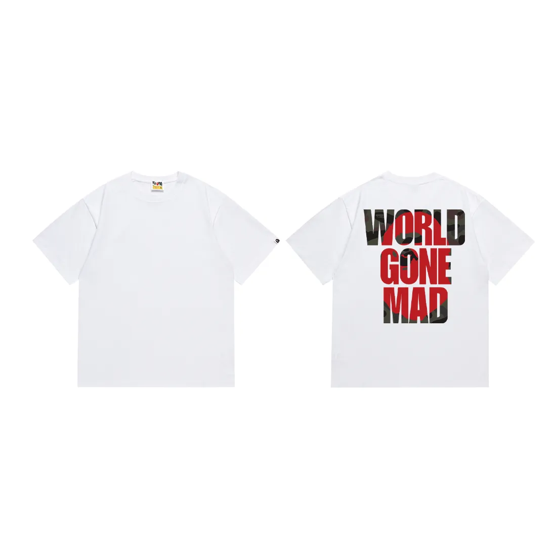 P110 SC052# (top version) BAPE ape head letter printed short-sleeved T-shirt. Large letter printed on the back. Made of 260 grams of high-quality high-weave pure cotton fabric. Double yarn combed. Soft texture and no pilling. Imported environmentally friendly printing glue. Bright and three-dimensional pattern. Quality💥Same style for men and women. The upper body is trendy. Color: black and white. Size: S M L XL XXL