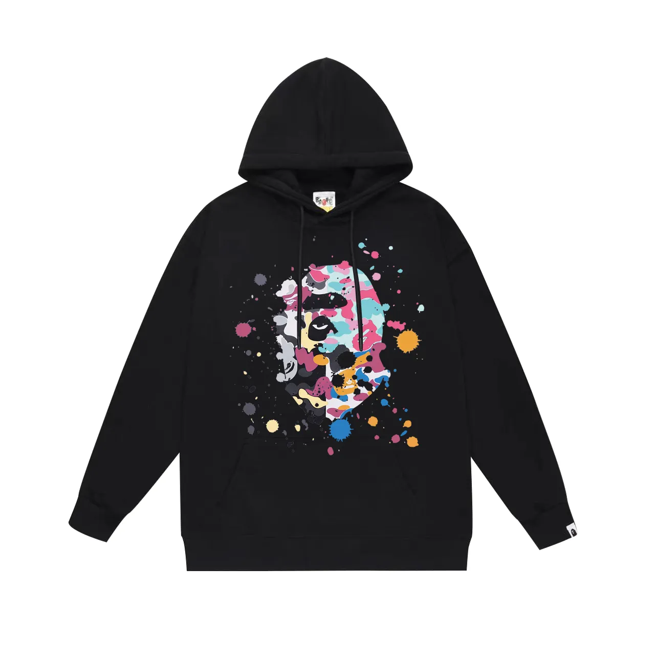 Model No. SC743# Terry p160 plus velvet 180💰 (top version) BAPE ape-man head splashed ink US limited edition hooded sweatshirt. Made of 380g large terry (drop shoulder large version) fabric. The texture is soft and non-pilling. Imported environmentally friendly printing glue. The pattern is bright and three-dimensional. Quality💥Same style for men and women. The upper body is trendy. Color: black white gray Size: S M L XL XXL