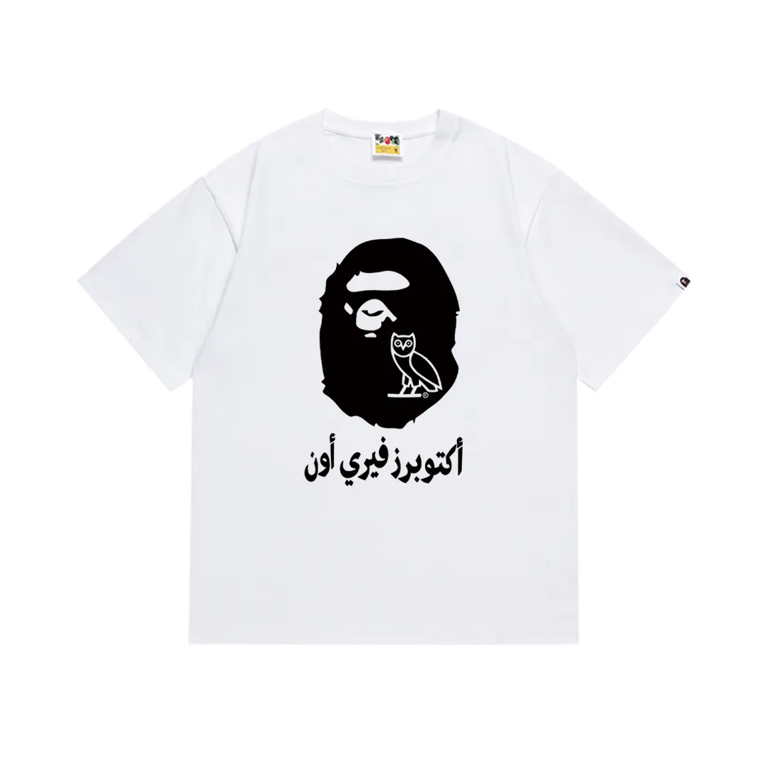 P110 SC010# (top version) BAPE ape head printed short-sleeved T-shirt Japanese trendy brand for men. Made of 260 grams of high-quality high-weave pure cotton fabric. Double yarn combed. The texture is soft and non-pilling. Imported environmentally friendly printing glue. The pattern is bright and three-dimensional. Quality💥Same style for men and women. The upper body is trendy. Color: black and white. Size: S M L XL XXL