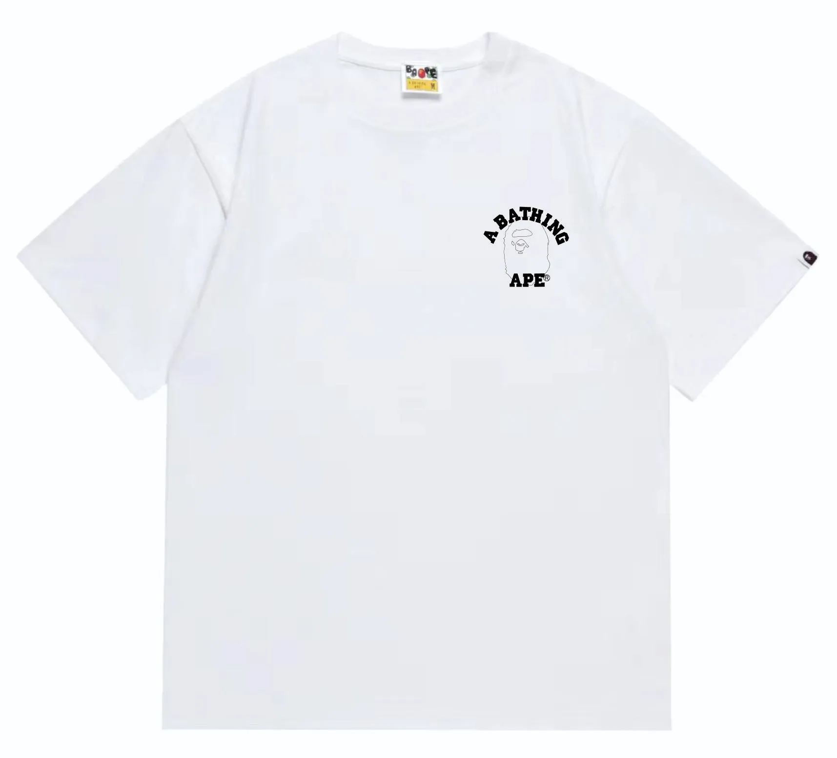 SC262#p110💰 (top version) BAPE ape head letter print short-sleeved T-shirt with big ape head lines on the back. Made of 260 grams of high-quality high-weave pure cotton fabric. Double yarn combed. The texture is soft and non-pilling. Imported environmentally friendly printing glue. The pattern is bright and three-dimensional. Quality💥Same style for men and women. The upper body is trendy. Color: black white. Size: S M L XL XXL