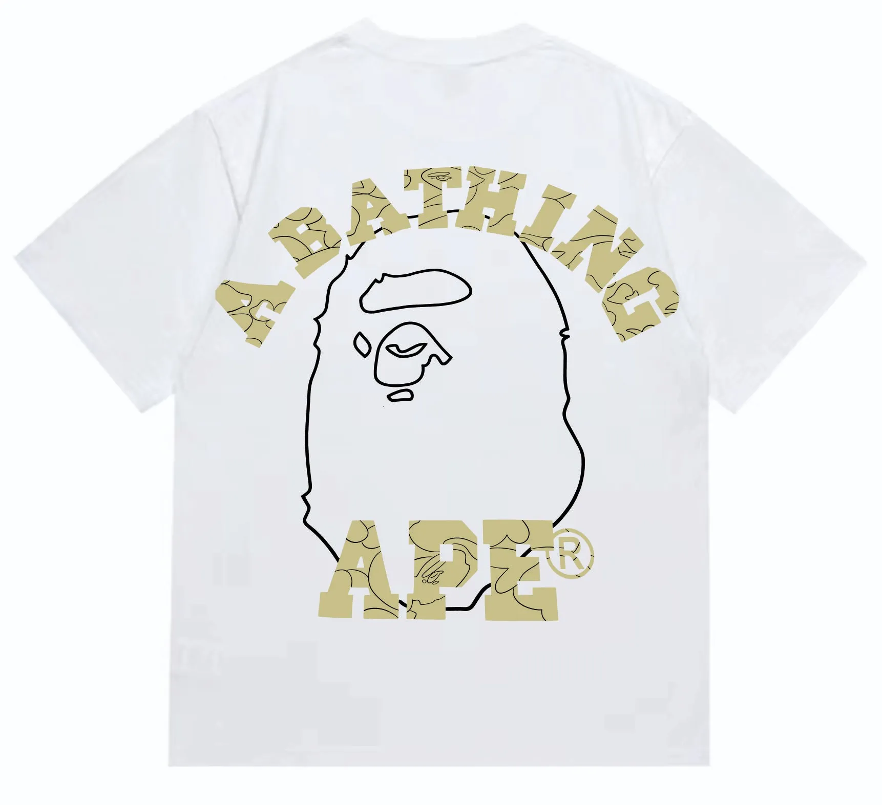 SC262#p110💰 (top version) BAPE ape head letter print short-sleeved T-shirt with big ape head lines on the back. Made of 260 grams of high-quality high-weave pure cotton fabric. Double yarn combed. The texture is soft and non-pilling. Imported environmentally friendly printing glue. The pattern is bright and three-dimensional. Quality💥Same style for men and women. The upper body is trendy. Color: black white. Size: S M L XL XXL