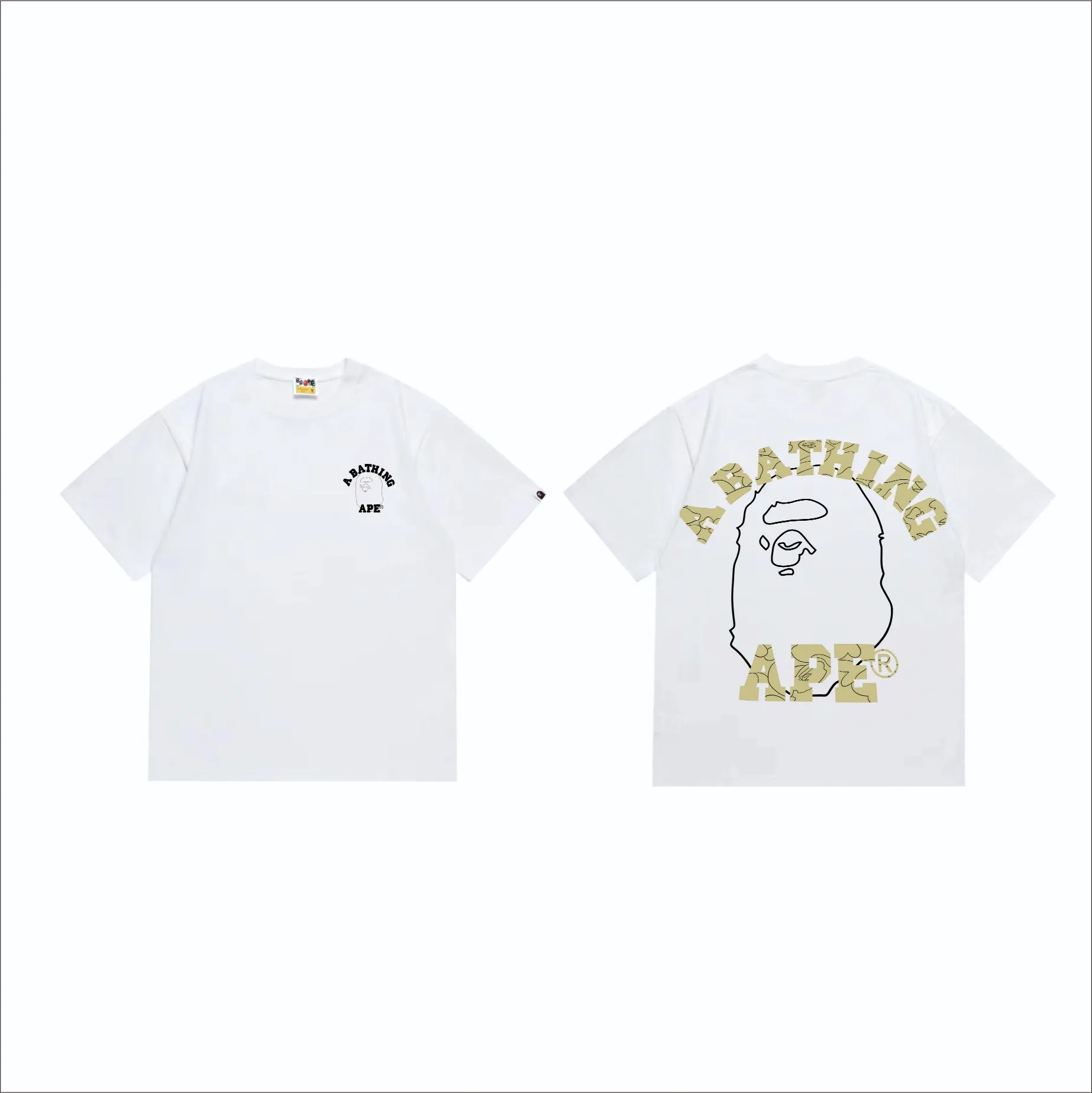 SC262#p110💰 (top version) BAPE ape head letter print short-sleeved T-shirt with big ape head lines on the back. Made of 260 grams of high-quality high-weave pure cotton fabric. Double yarn combed. The texture is soft and non-pilling. Imported environmentally friendly printing glue. The pattern is bright and three-dimensional. Quality💥Same style for men and women. The upper body is trendy. Color: black white. Size: S M L XL XXL
