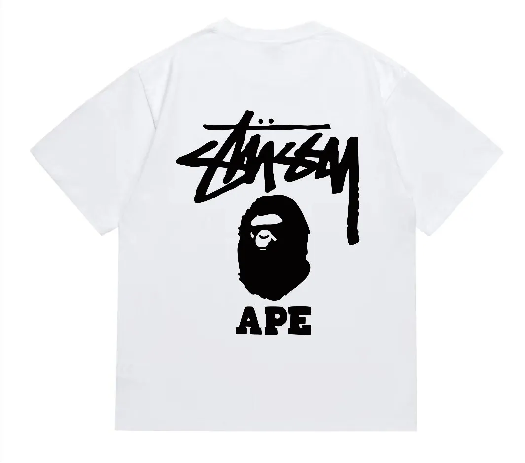 SC202#p110💰 (top version) BAPE×Stussy co-branded Stussy letter ape print T-shirt Made of 260 grams of high-quality high-weave pure cotton fabric, double yarn combed, soft texture without pilling, imported environmentally friendly printing glue, bright and three-dimensional pattern, quality 💥Same style for men and women, the upper body is fashionable Color: black pink white pink gray pink pink pink red pink black and white gray and white pink and white red and white white and black Gray and black Pink and black Red and black Size: S M L XL XXL