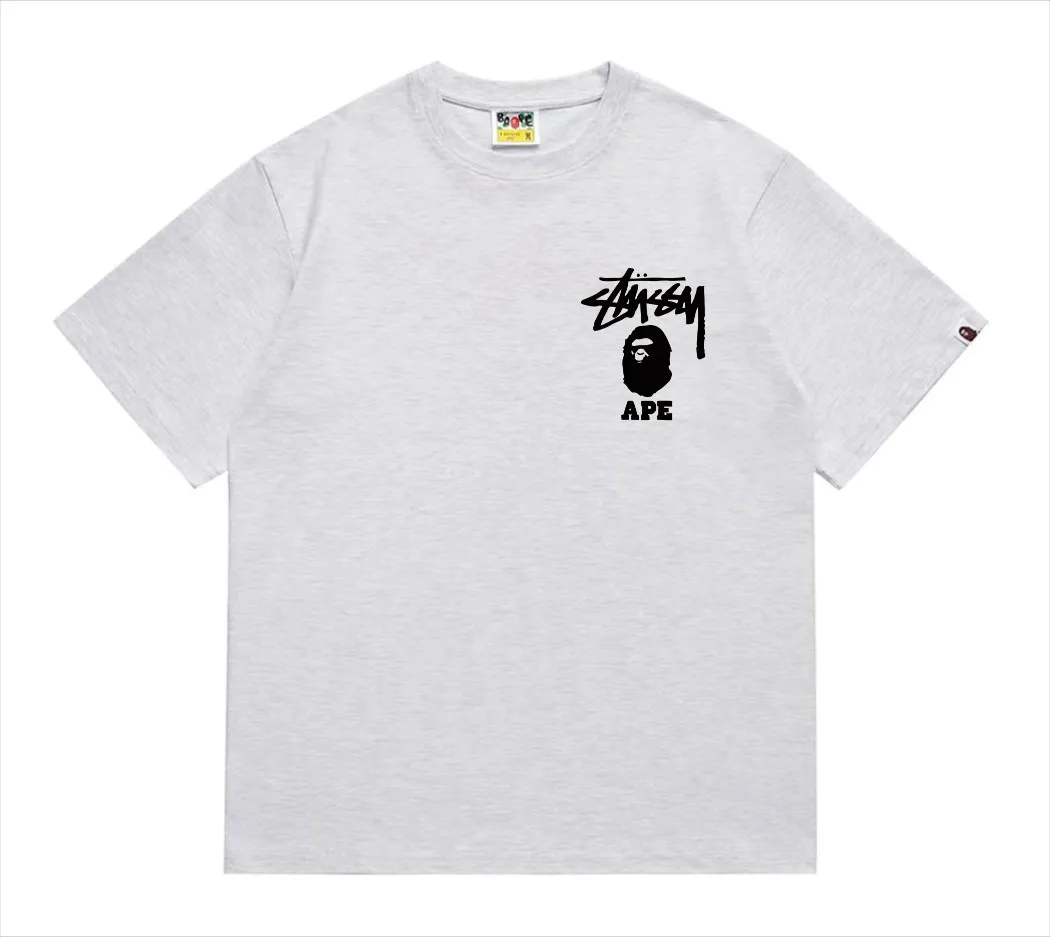 SC202#p110💰 (top version) BAPE×Stussy co-branded Stussy letter ape print T-shirt Made of 260 grams of high-quality high-weave pure cotton fabric, double yarn combed, soft texture without pilling, imported environmentally friendly printing glue, bright and three-dimensional pattern, quality 💥Same style for men and women, the upper body is fashionable Color: black pink white pink gray pink pink pink red pink black and white gray and white pink and white red and white white and black Gray and black Pink and black Red and black Size: S M L XL XXL