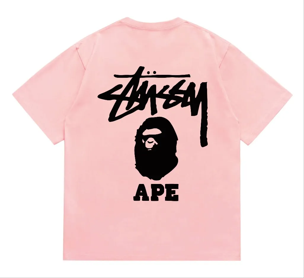 SC202#p110💰 (top version) BAPE×Stussy co-branded Stussy letter ape print T-shirt Made of 260 grams of high-quality high-weave pure cotton fabric, double yarn combed, soft texture without pilling, imported environmentally friendly printing glue, bright and three-dimensional pattern, quality 💥Same style for men and women, the upper body is fashionable Color: black pink white pink gray pink pink pink red pink black and white gray and white pink and white red and white white and black Gray and black Pink and black Red and black Size: S M L XL XXL