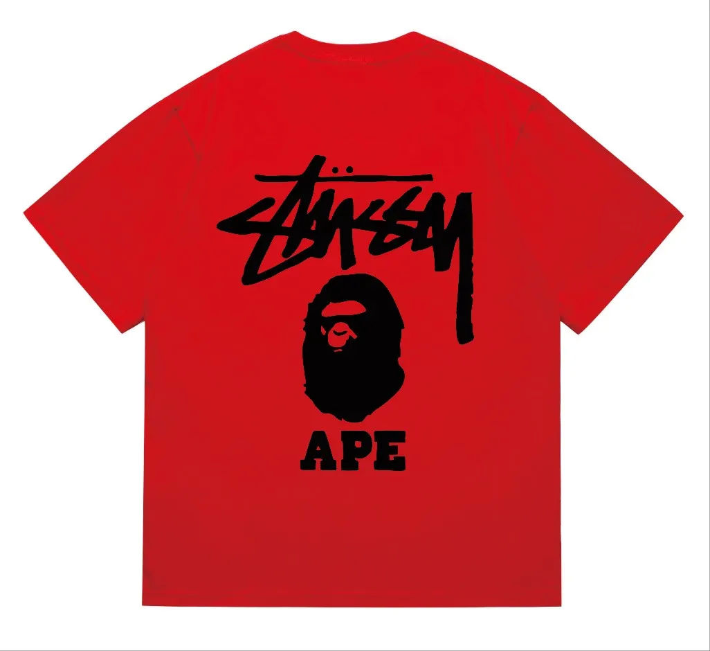 SC202#p110💰 (top version) BAPE×Stussy co-branded Stussy letter ape print T-shirt Made of 260 grams of high-quality high-weave pure cotton fabric, double yarn combed, soft texture without pilling, imported environmentally friendly printing glue, bright and three-dimensional pattern, quality 💥Same style for men and women, the upper body is fashionable Color: black pink white pink gray pink pink pink red pink black and white gray and white pink and white red and white white and black Gray and black Pink and black Red and black Size: S M L XL XXL