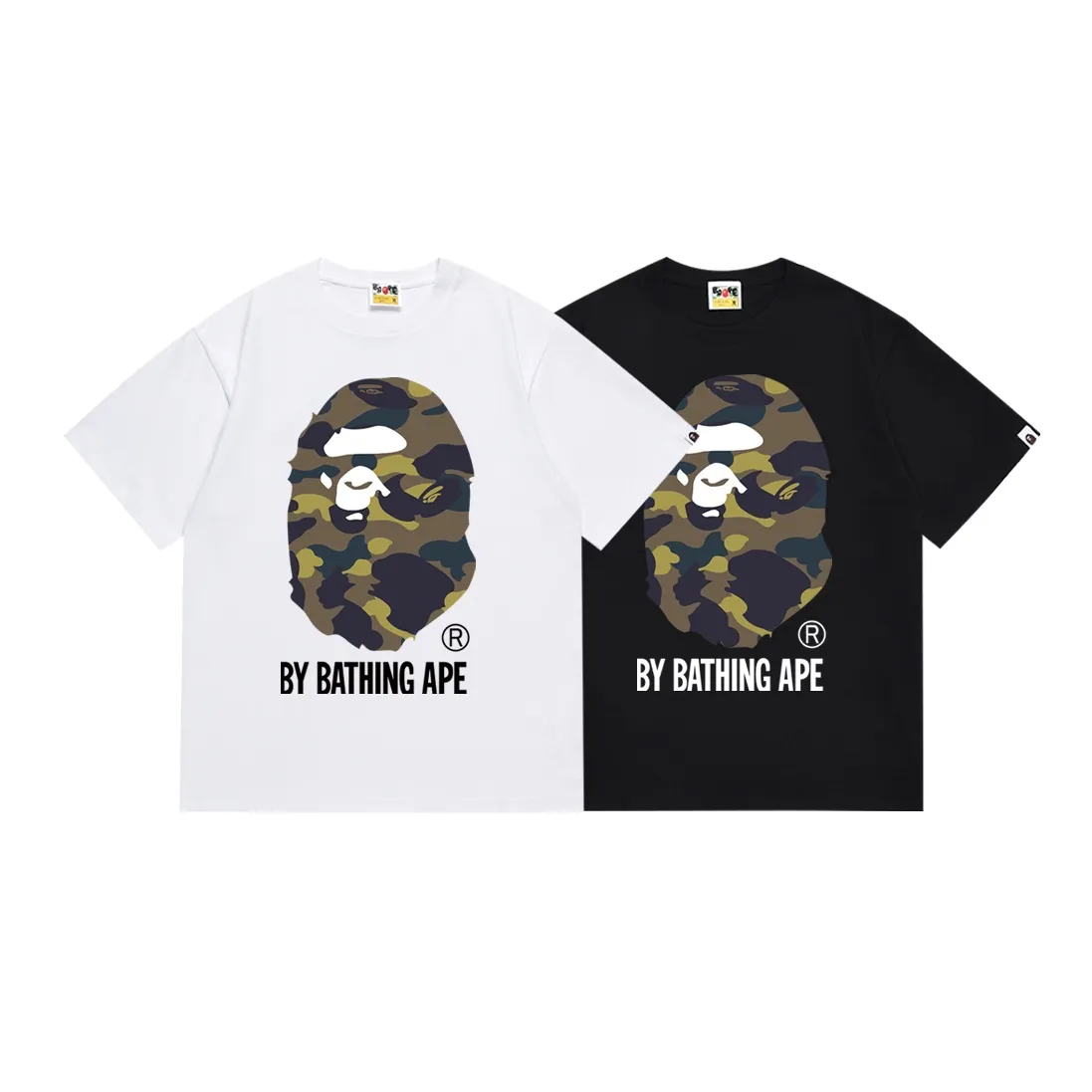 SC155#p110💰 (top version) BAPE multi-color ape head pattern printed short-sleeved T-shirt Made of 260 grams of high-quality high-weave pure cotton fabric, double yarn combed, soft texture and no pilling Imported environmentally friendly printing glue, bright and three-dimensional pattern, quality 💥Same style for men and women, the upper body is fashionable Color: black white Size: S M L XL XXL