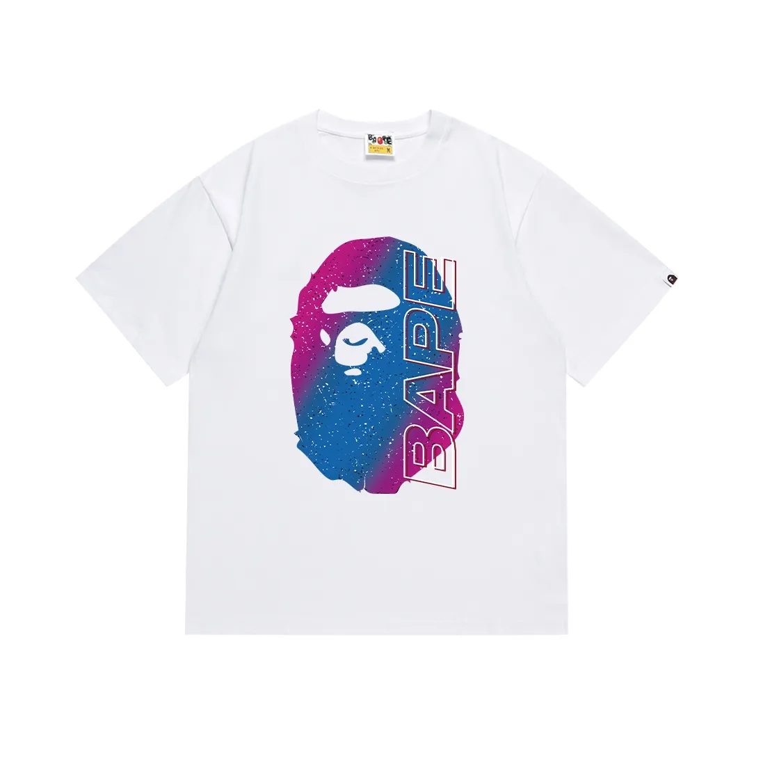 SC127#p110💰 (top version) BAPE gradient grainy ape head letter printed short-sleeved T-shirt Made of 260 grams of high-quality high-woven pure cotton fabric, double yarn combed, soft texture and no pilling Imported environmentally friendly printing glue, bright and three-dimensional pattern, quality 💥Same style for men and women, the upper body is fashionable Color: black white Size: S M L XL XXL