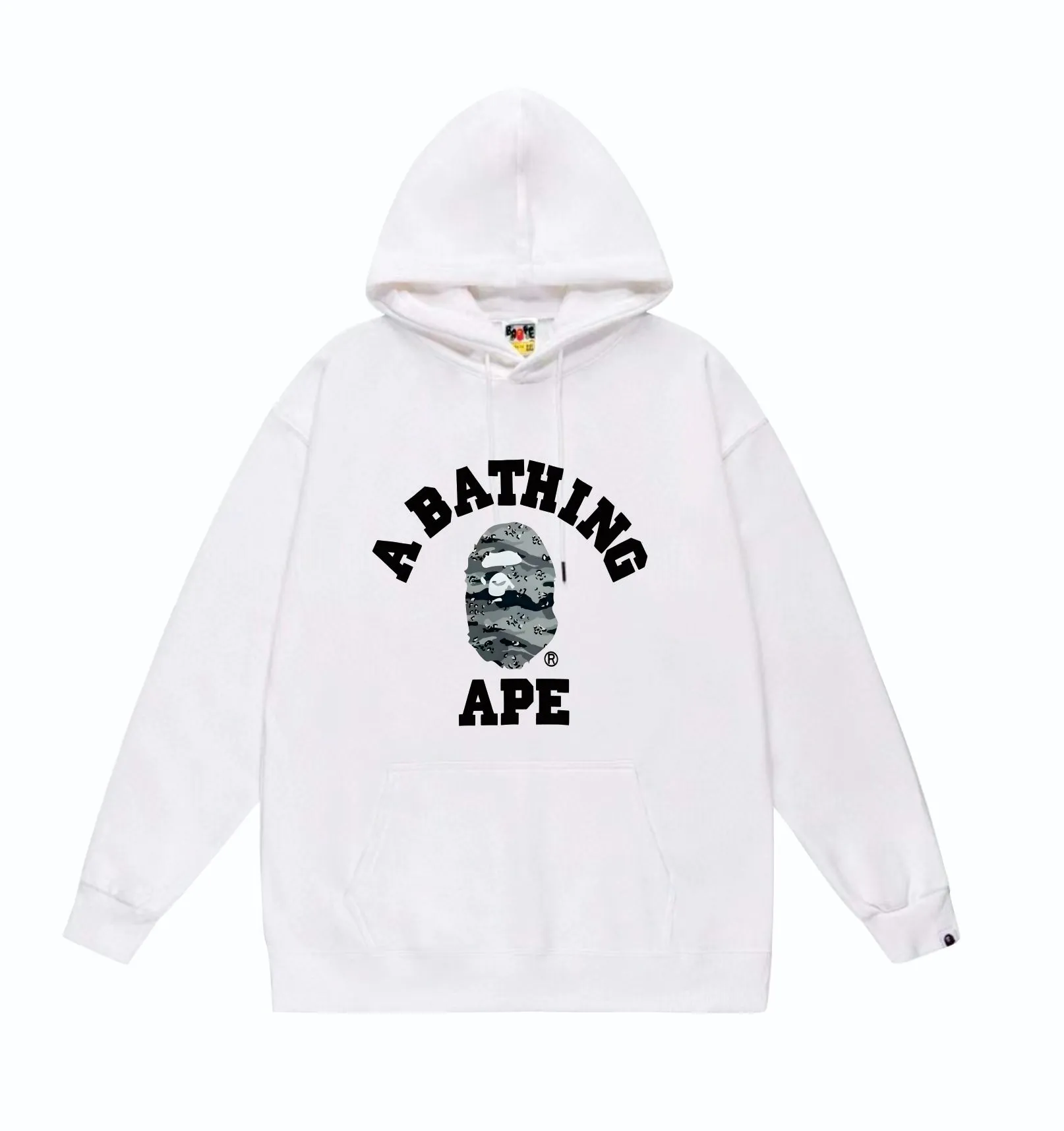 P160 model number SC843# terry 80 plus velvet 90 (top version) BAPE desert ape head letter print hooded sweatshirt Made of 380g large terry (drop shoulder large version) fabric, soft and non-pilling texture, imported environmentally friendly printing glue, bright and three-dimensional pattern, quality 💥Same style for men and women. The upper body is trendy. Color: black and yellow, white and yellow, gray and yellow, black and gray, white and gray, gray and gray. Size: S M L XL XXL