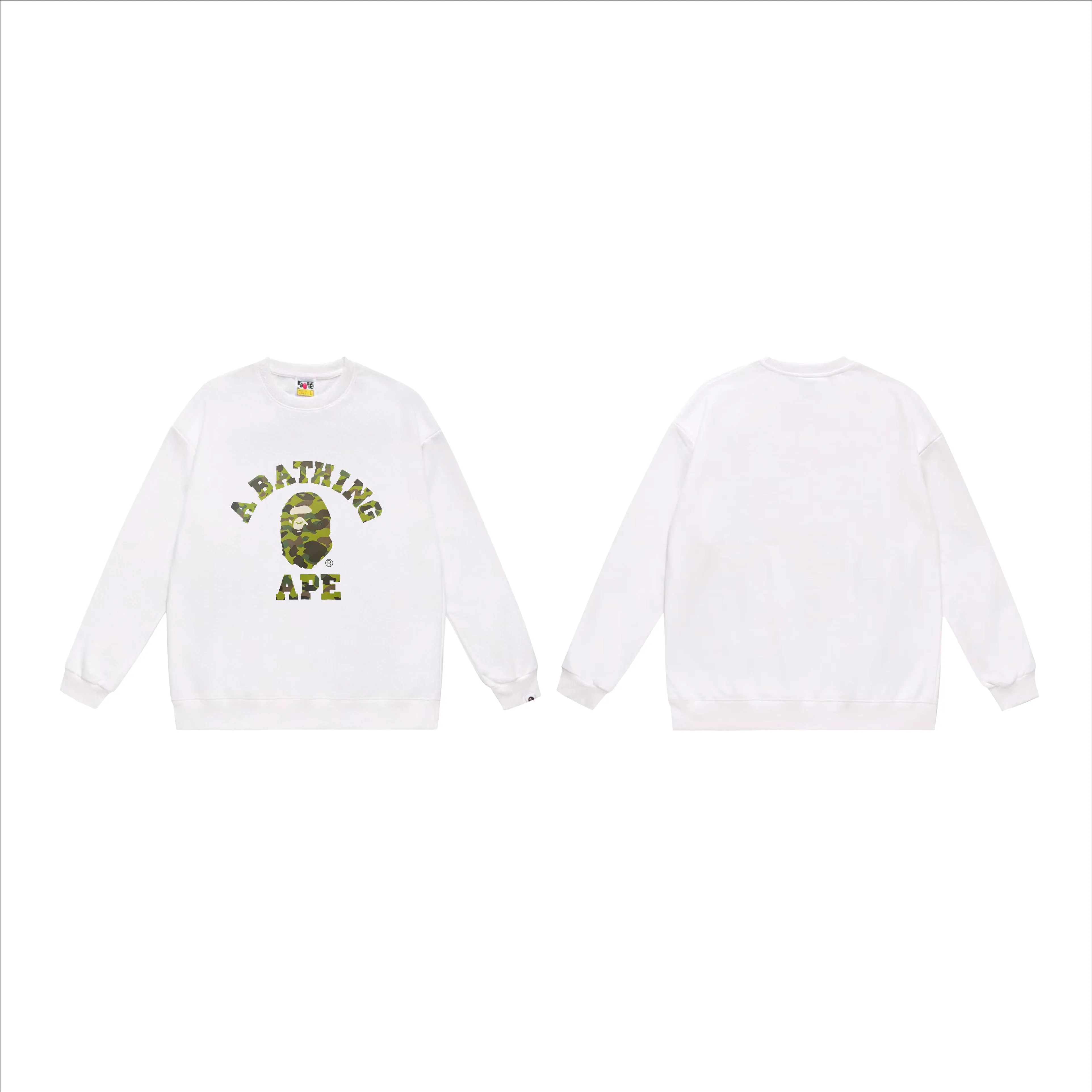P170 model number SC549# terry 80 plus velvet 85 (top version) BAPE camouflage ape head letter print pattern round neck sweatshirt Made of 350g large terry (drop shoulder large version) fabric, soft texture and no pilling Imported environmentally friendly printing glue, bright and three-dimensional pattern, quality 💥Same style for men and women, the upper body is fashionable Color: black camouflage white camouflage gray camouflage black and red white red gray red black blue white blue Gray blue Black purple White purple Gray purple Black and yellow White and yellow Gray and yellow Size: S M L XL XXL