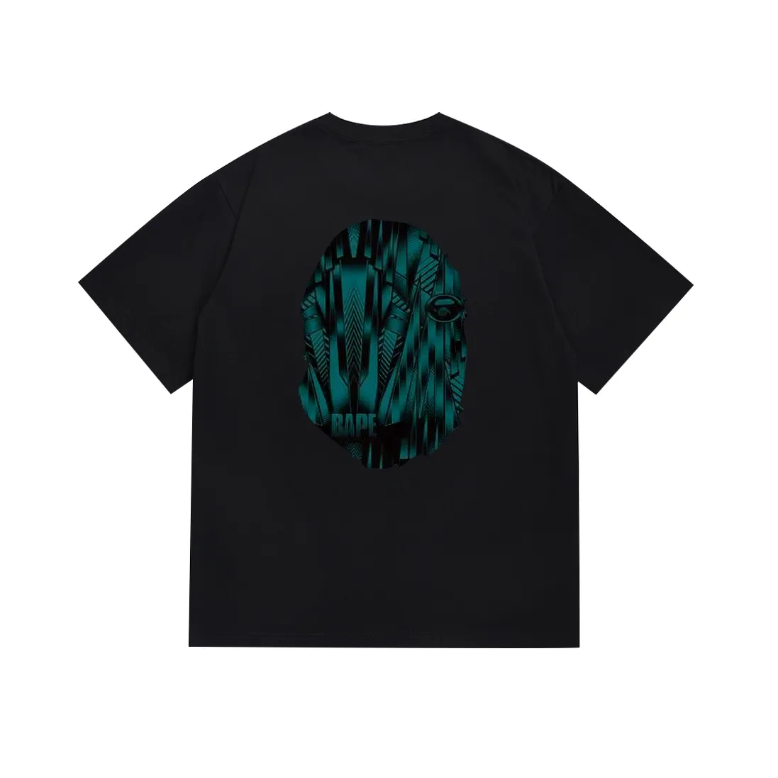 SC104#p110💰 (Top version) BAPE speed racing speed pattern ape head printed short-sleeved T-shirt Made of 260 grams of high-quality high-weave pure cotton fabric, double yarn combed, soft texture without pilling, imported environmentally friendly printing glue, bright and three-dimensional pattern, quality 💥Same style for men and women, the upper body is fashionable Color: black cyan white cyan Size: S M L XL XXL
