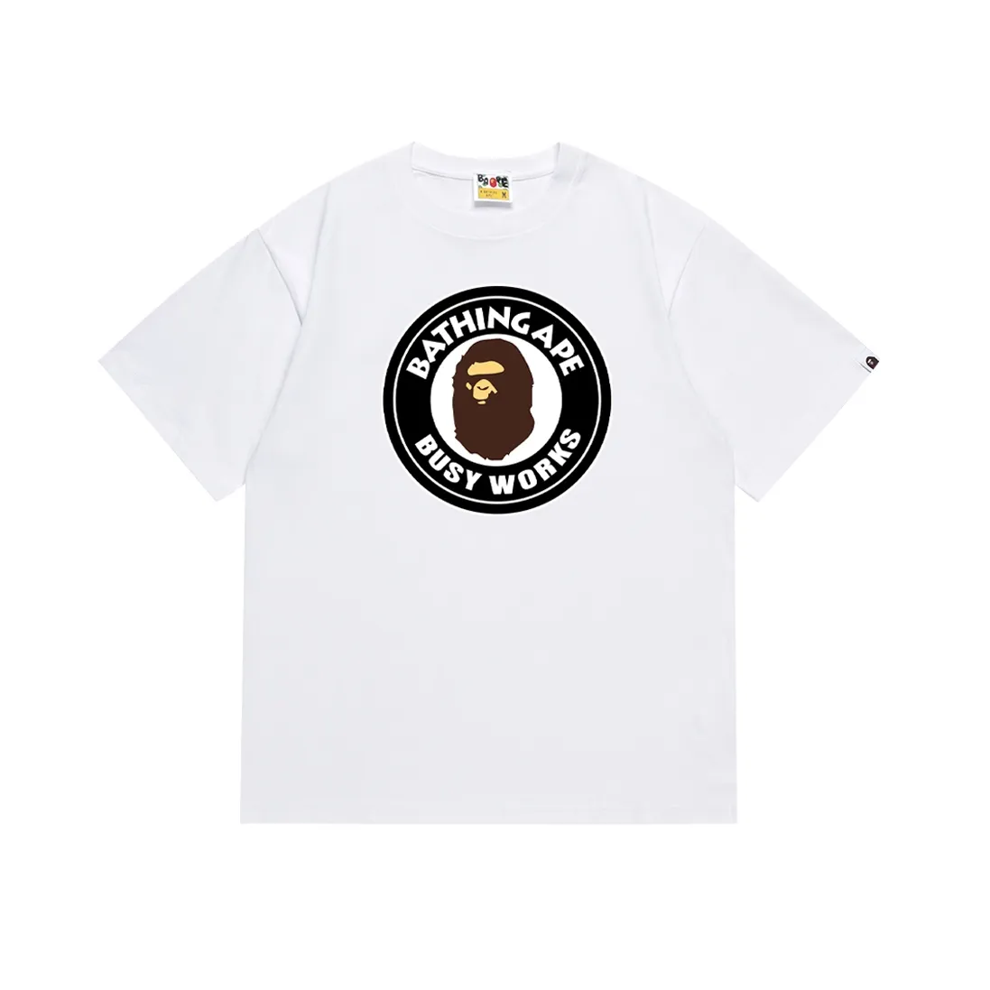 SC136#p110💰 (top version) BAPE ape man head medallion letters camouflage splicing pattern printed short-sleeved T-shirt Made of 260 grams of high-quality high-weave pure cotton fabric, double yarn combed, soft texture and no pilling Imported environmentally friendly printing glue The pattern is bright and three-dimensional Quality 💥Same style for men and women The upper body is trendy Color: black white Size: S M L XL XXL