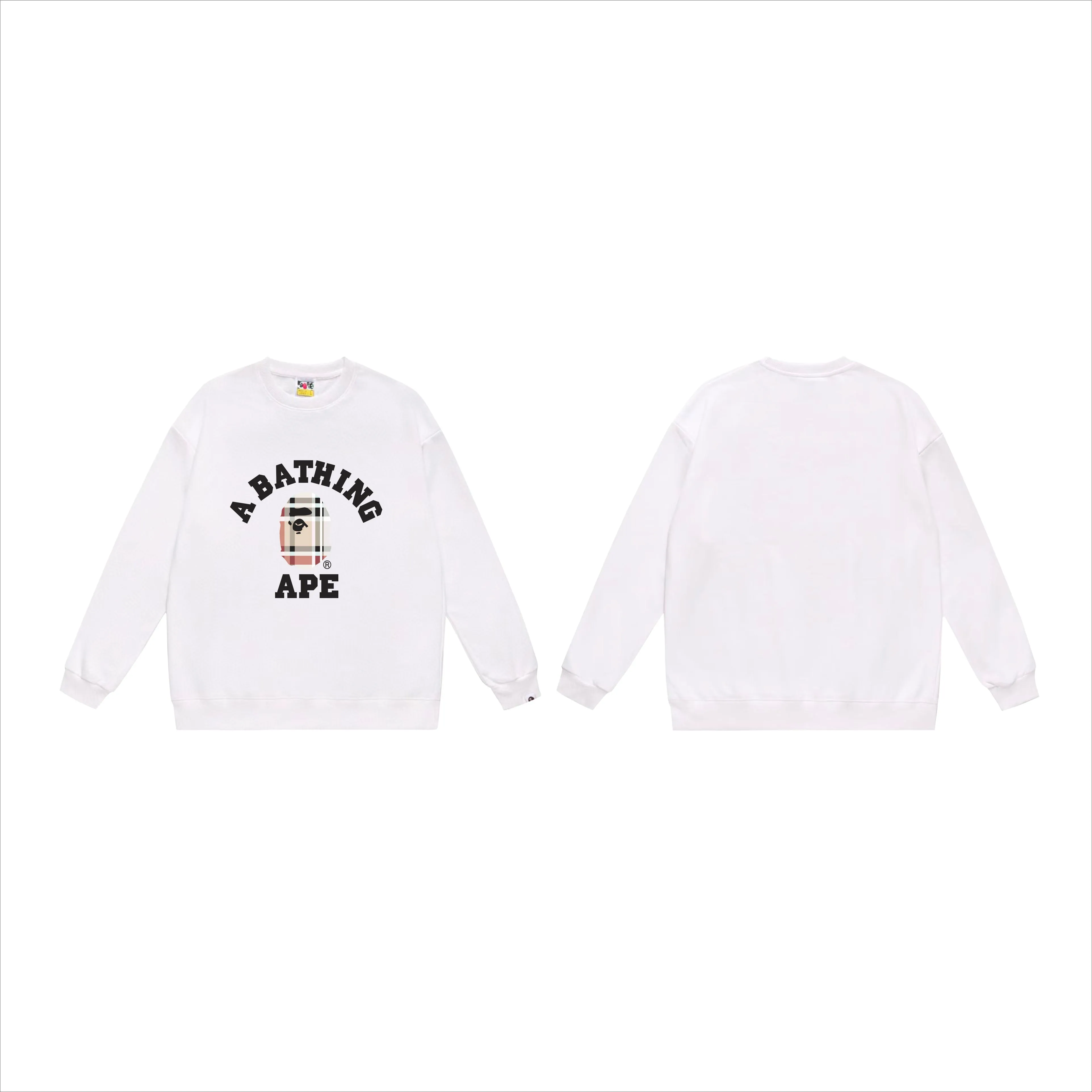 P150 model number SC522# terry 75 plus velvet 80 (top version) BAPE ape plaid pattern printed round neck sweatshirt Made of 350g large terry (drop shoulder large version) fabric, soft texture and no pilling Imported environmentally friendly printing glue The pattern is bright and three-dimensional Quality 💥Same style for men and women The upper body is trendy Color: black white gray Size: S M L XL XXL