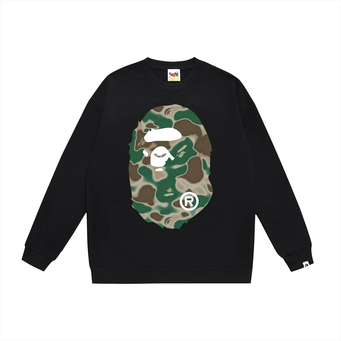P150 model number SC474# terry 75 plus velvet 80 (top version) BAPE LIQUID CAMO BIG APE big ape head round neck sweatshirt Made of 350g large terry (drop shoulder large version) fabric, soft texture and no pilling Imported environmentally friendly printing glue The pattern is bright and three-dimensional Quality 💥Same style for men and women The upper body is trendy Color: black green white green gray green Size: S M L XL XXL