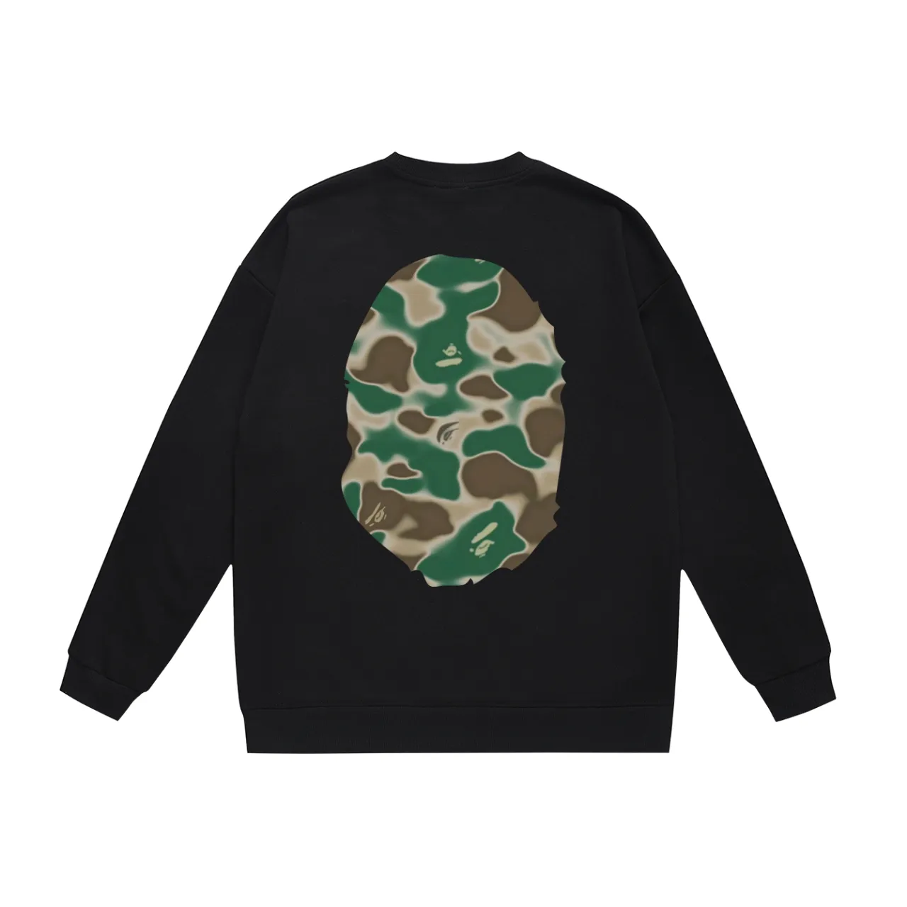 P150 model number SC474# terry 75 plus velvet 80 (top version) BAPE LIQUID CAMO BIG APE big ape head round neck sweatshirt Made of 350g large terry (drop shoulder large version) fabric, soft texture and no pilling Imported environmentally friendly printing glue The pattern is bright and three-dimensional Quality 💥Same style for men and women The upper body is trendy Color: black green white green gray green Size: S M L XL XXL