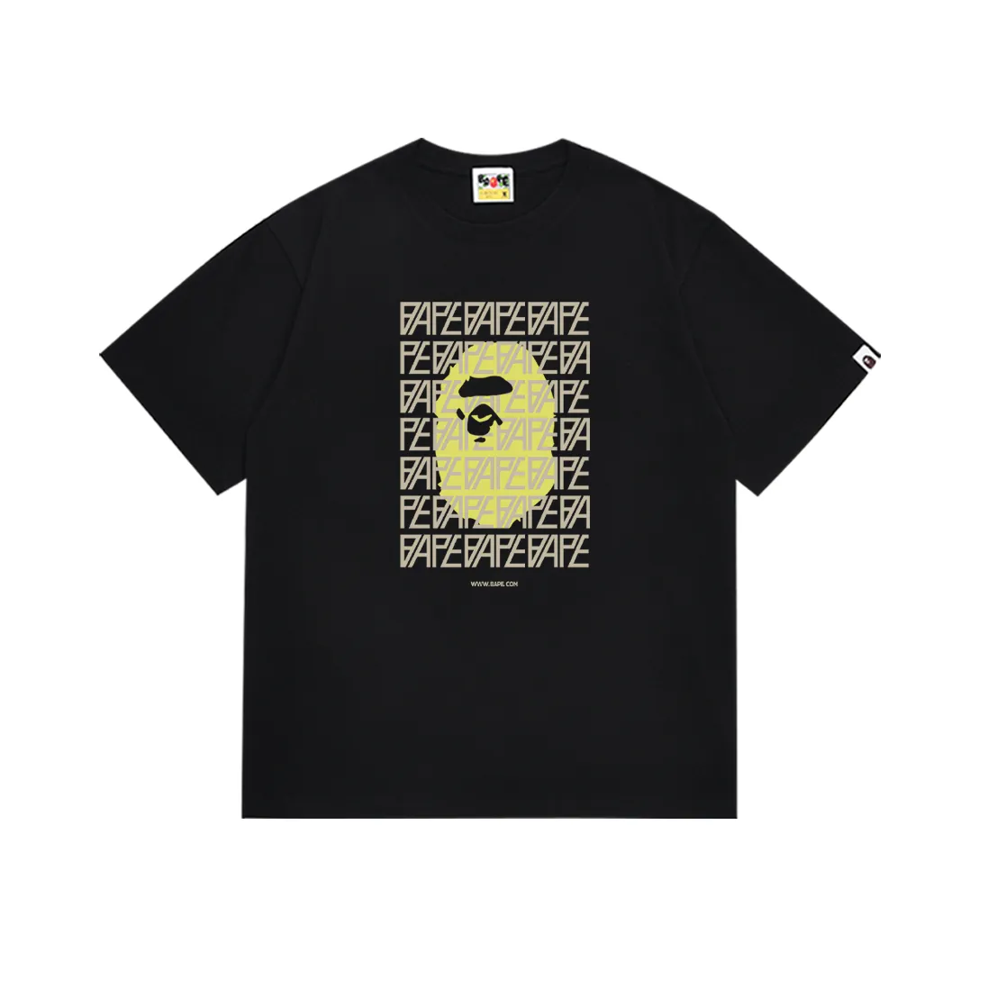 SC180#p110💰 (top version) BAPE ape head monogram printed short-sleeved T-shirt Made of 260 grams of high-quality high-weave pure cotton fabric, double yarn combed, soft and non-pilling, imported environmentally friendly printing glue, bright and three-dimensional pattern, quality 💥Same style for men and women, the upper body is fashionable Color: black white Size: S M L XL XXL