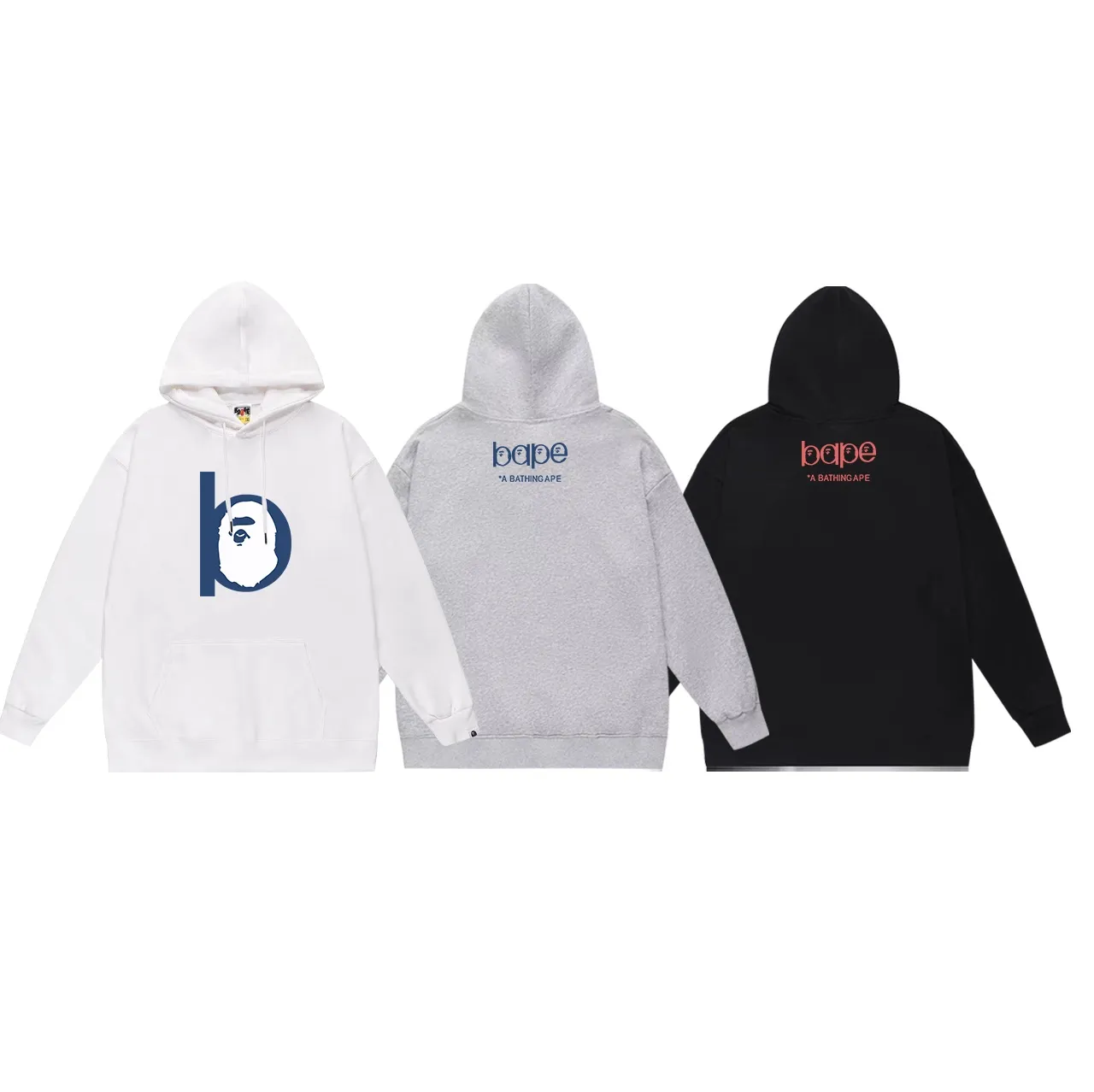 Model No. SC659#terry p160 plus velvet p180💰 (top version) BAPE ape-man head classic letter print hooded sweatshirt. Made of 380g large terry 430g silver fox velvet (drop shoulder large version) fabric. The texture is soft and non-pilling. Imported environmentally friendly printing glue. The pattern is bright and three-dimensional. Quality💥Same style for men and women. The upper body is trendy. Color: black white gray Size: S M L XL XXL