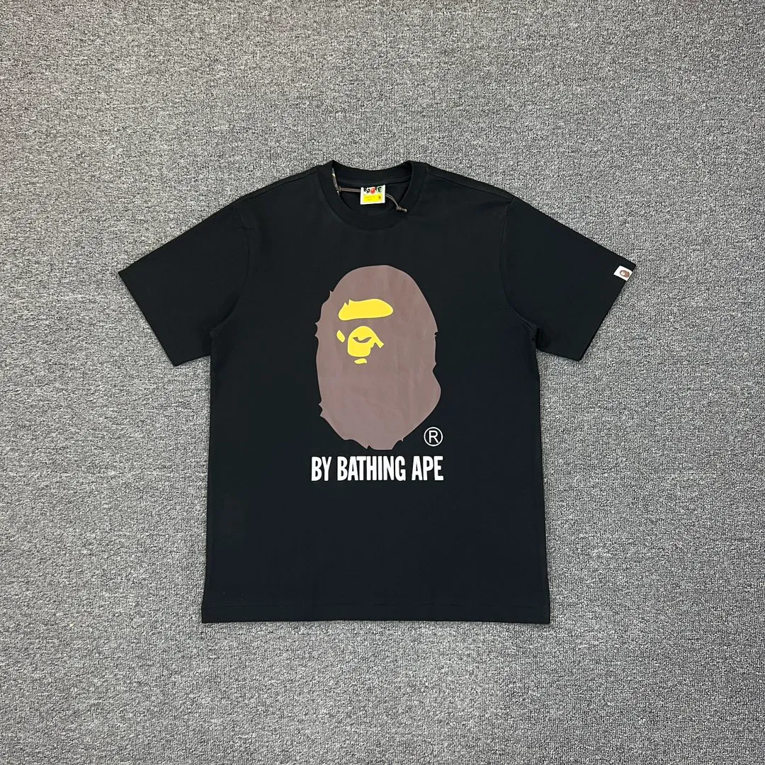 💰140 BAPE ape-man’s big head classic reappearance 280g weight linen cotton fabric ZP version Couple style: S-XXL [black white]