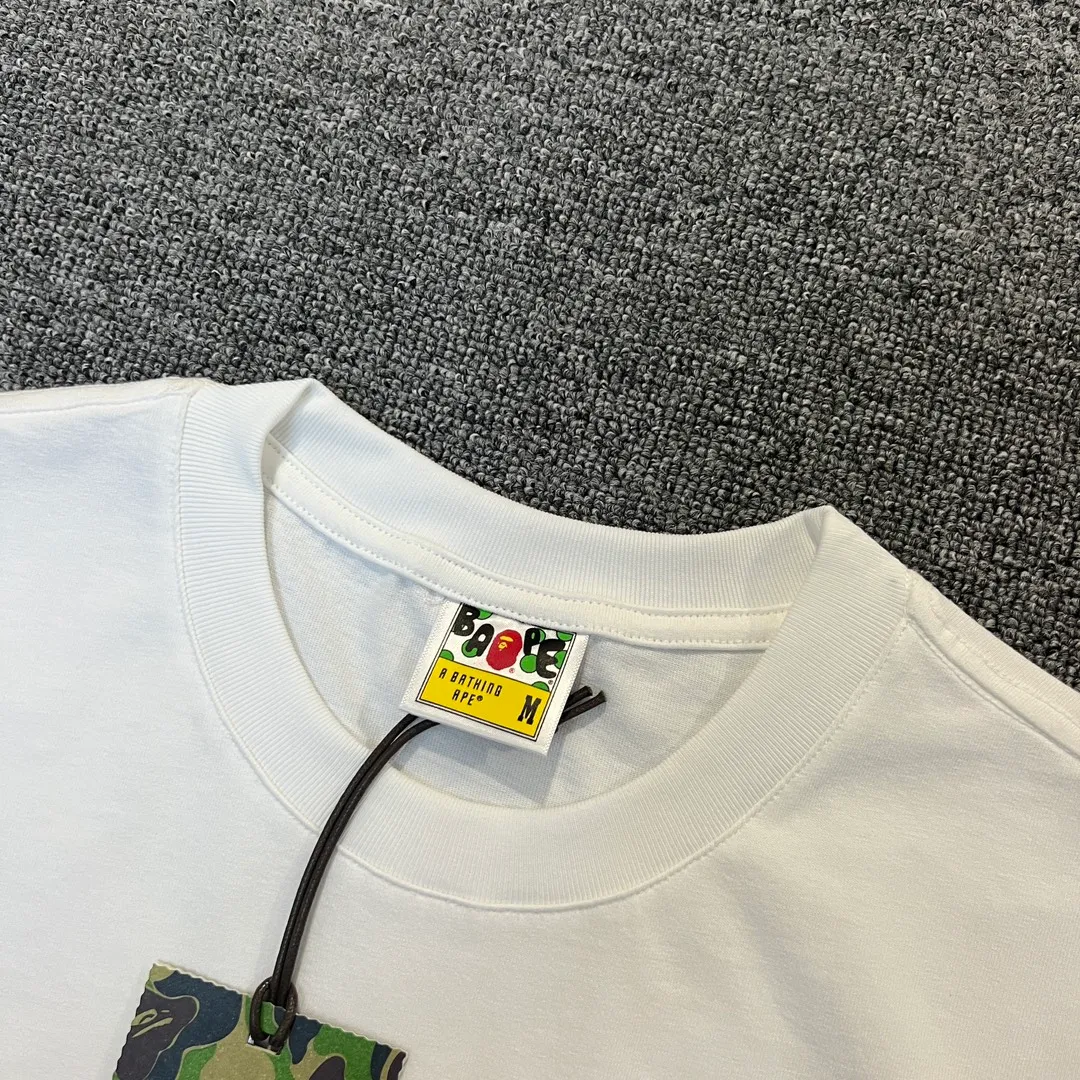 💰140 BAPE double-sided camouflage ape head print classic camouflage reproduction ZP version 270g weight linen cotton fabric Couple style: S-XXL [white green black green white yellow black yellow]