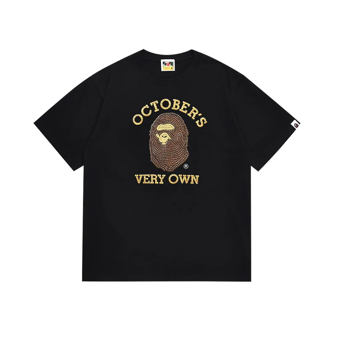 SC138#p110💰 (top version) BAPE✖️OVO co-branded ape head monogram printed short-sleeved T-shirt Made of 260 grams of high-quality high-weave pure cotton fabric, double yarn combed, soft and non-pilling. Imported environmentally friendly printing glue, bright and three-dimensional pattern, quality 💥Same style for men and women. The upper body is trendy. Color: black white Size: S M L XL XXL
