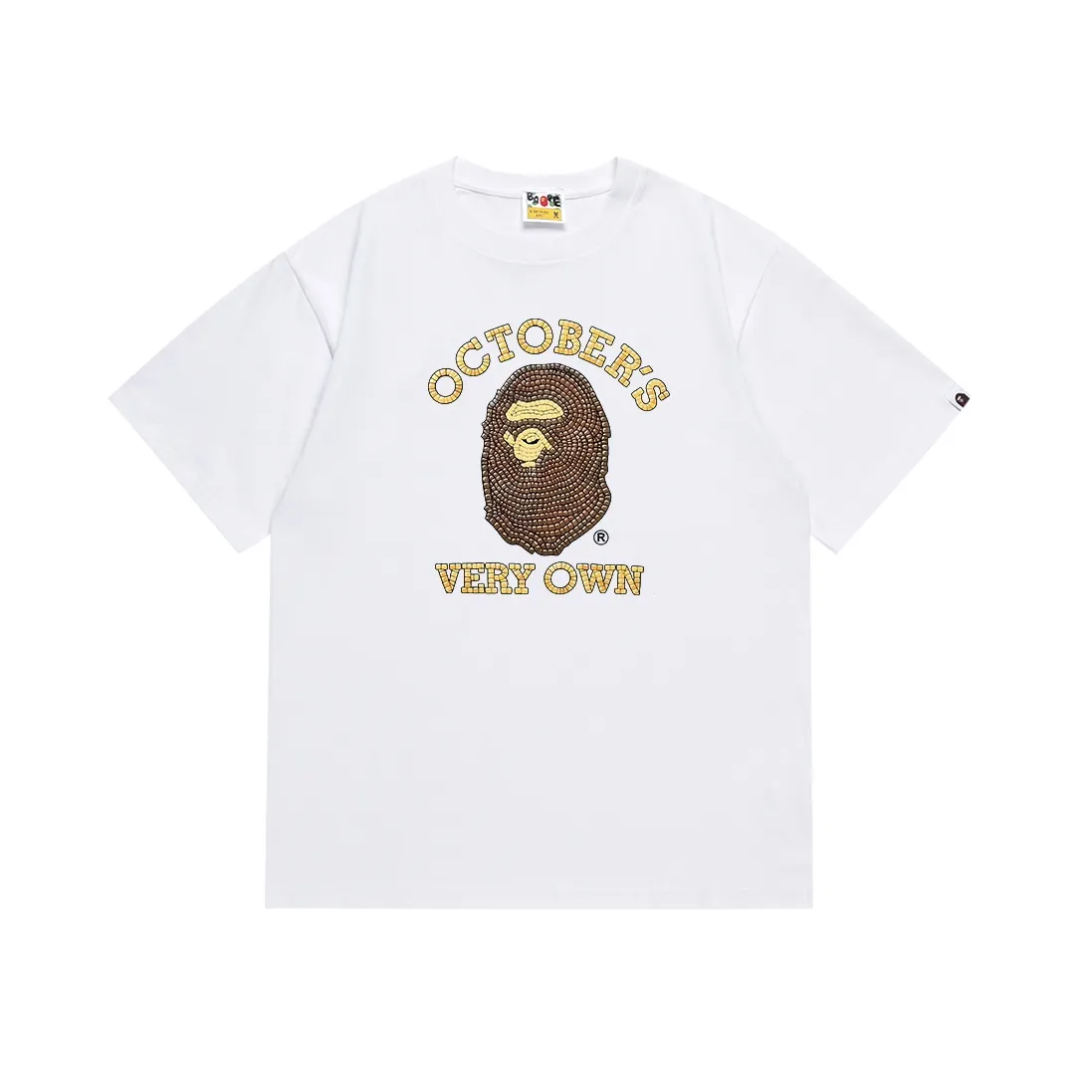 SC138#p110💰 (top version) BAPE✖️OVO co-branded ape head monogram printed short-sleeved T-shirt Made of 260 grams of high-quality high-weave pure cotton fabric, double yarn combed, soft and non-pilling. Imported environmentally friendly printing glue, bright and three-dimensional pattern, quality 💥Same style for men and women. The upper body is trendy. Color: black white Size: S M L XL XXL