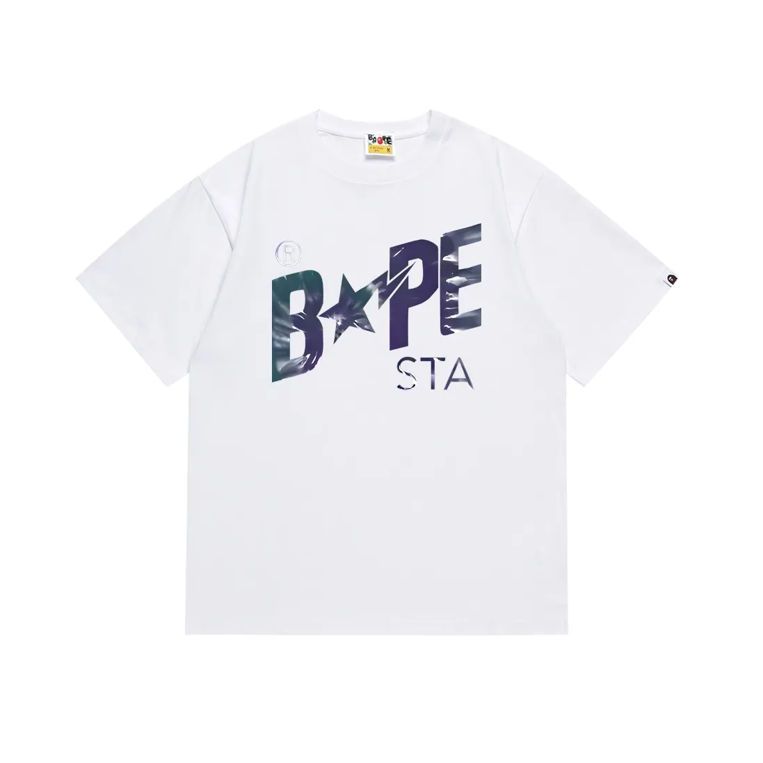 SC115#p110💰 (top version) BAPE tie-dye letter star printed short-sleeved T-shirt Made of 260 grams of high-quality high-weave pure cotton fabric, double yarn combed, soft texture and no pilling Imported environmentally friendly printing glue, bright and three-dimensional pattern, quality 💥Same style for men and women, the upper body is fashionable Color: black white Size: S M L XL XXL