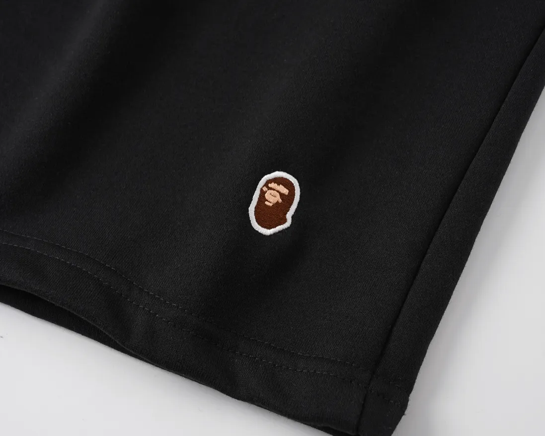 Style number: SC shorts-001#p130💰 BAPE classic ape embroidered small label shorts Color: black gray Size: M L XL XXL Weight: 330 grams large terry