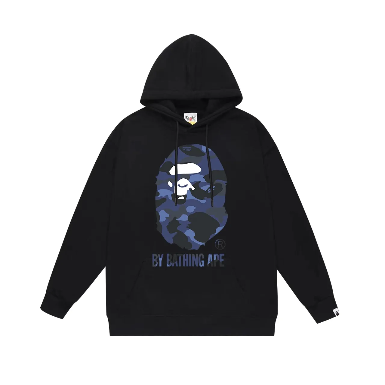 Model No. SC645# terry p160 plus velvet p180💰 (top version) BAPE camouflage great ape letter print hooded sweatshirt Made of 380g large terry 430g silver fox velvet (drop shoulder large version) fabric, soft and non-pilling, imported environmentally friendly printing glue, bright and three-dimensional pattern, quality 💥Same style for men and women. The upper body is trendy. Color: black blue, white blue, gray blue, size: S M L XL XXL