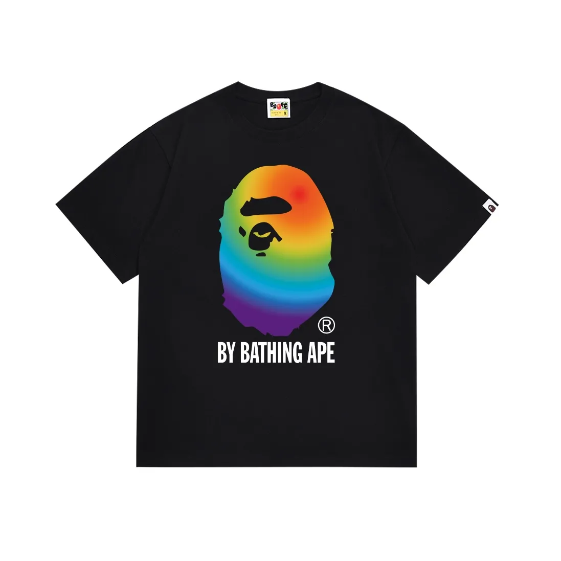 SC082#p110💰 (Top version) BAPE colorful ape head letter printed short-sleeved T-shirt Made of 260 grams of high-quality high-weave pure cotton fabric, double yarn combed, soft texture without pilling, imported environmentally friendly printing glue, bright and three-dimensional pattern, quality 💥Same style for men and women, the upper body is fashionable Color: black white Size: S M L XL XXL