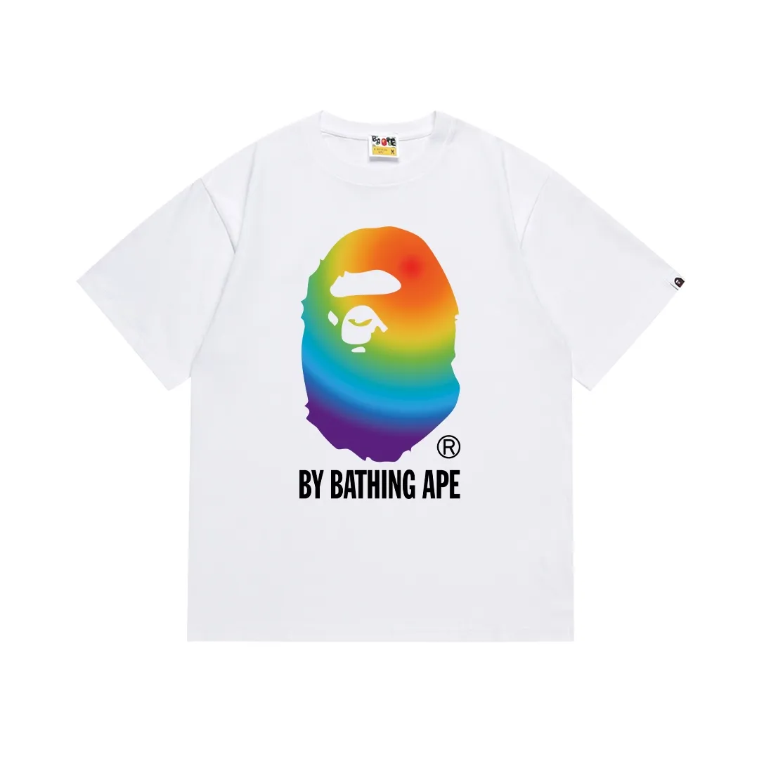SC082#p110💰 (Top version) BAPE colorful ape head letter printed short-sleeved T-shirt Made of 260 grams of high-quality high-weave pure cotton fabric, double yarn combed, soft texture without pilling, imported environmentally friendly printing glue, bright and three-dimensional pattern, quality 💥Same style for men and women, the upper body is fashionable Color: black white Size: S M L XL XXL