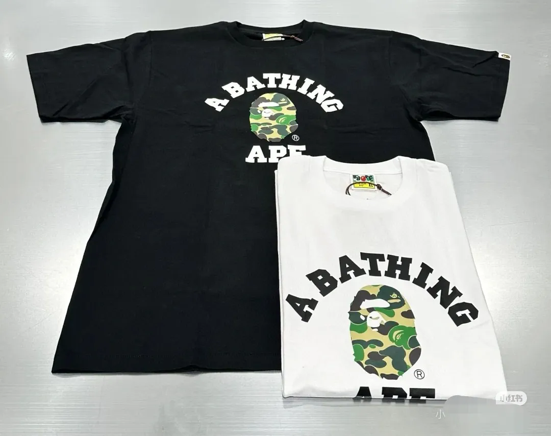 P110 00117 A BATHING APE BAPE SS23 camouflage ape head letter print casual short-sleeved T-shirt, same style for men and women, size smlxlxxl, black and green camouflage, black and yellow camouflage, white and green camouflage, white and yellow camouflage