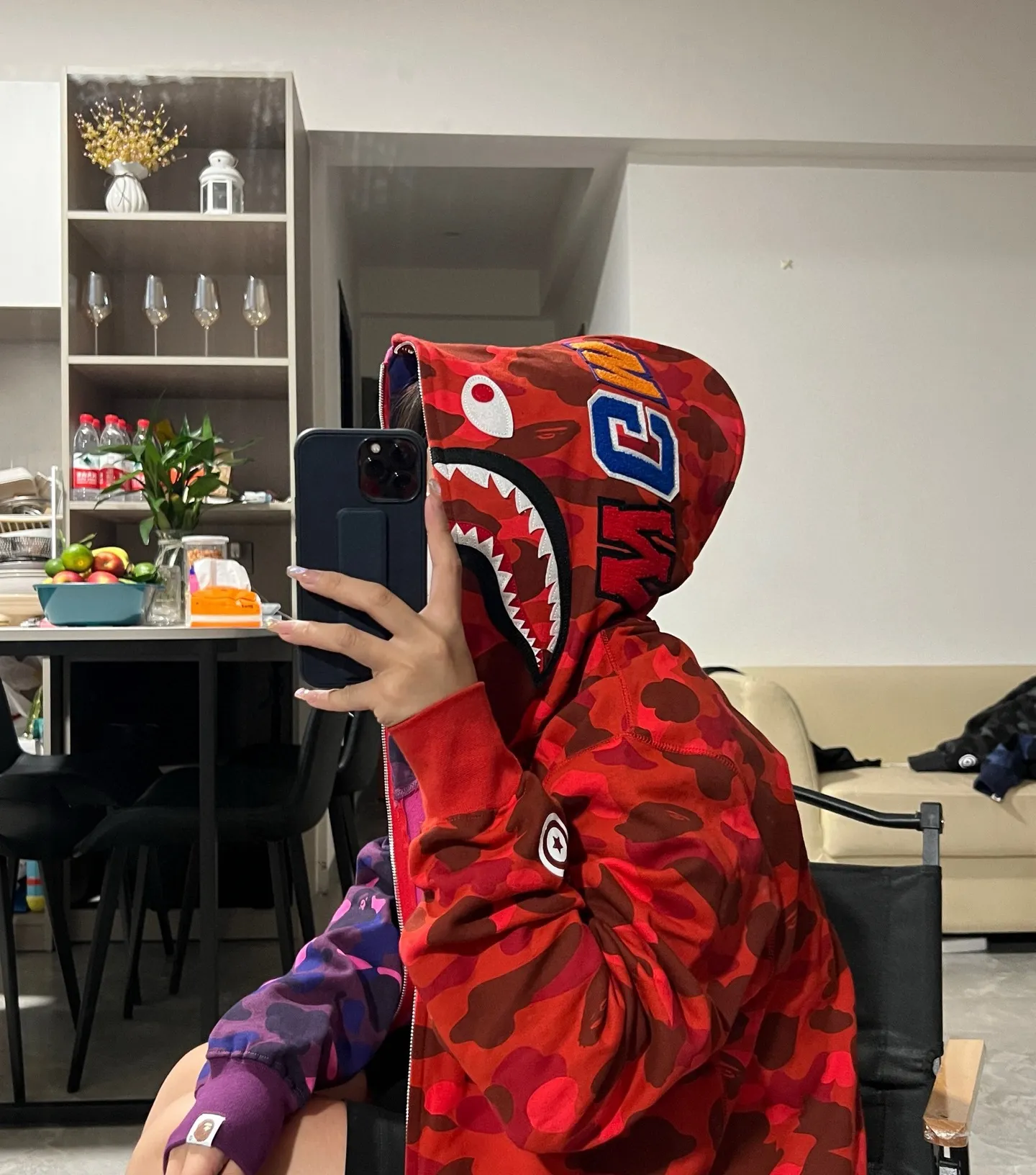 💰420 Bape City Camo Half SharkFull Zip Hoodie Shark stitching zipper hooded sweatshirt Heavy double zipper Customized fabric high quality Couple style: S—XXL [Blue Gray Purple Red]