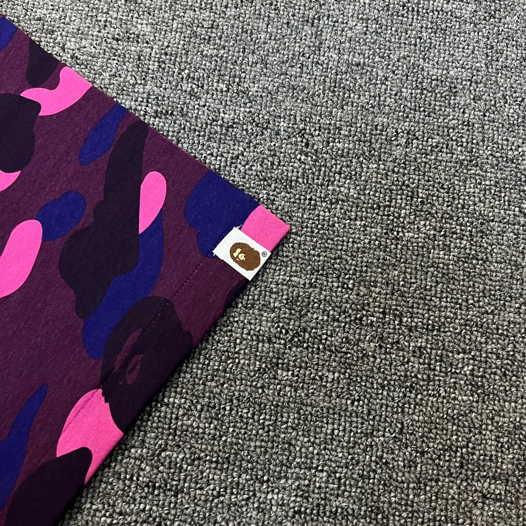 💰140 BAPE shark camouflage WGM classic reproduction ZP version 255g weight pure cotton all-over printed camouflage couple model: S-XXL [green yellow red purple blue]
