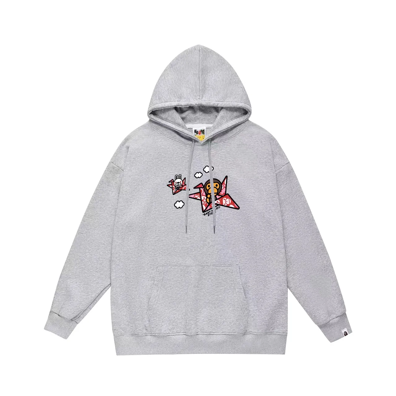 P160 model number SC793# terry 80 plus velvet 90 (top version) BAPE×BABY MILO 22 letter monkey pattern printed hooded sweatshirt Made of 380g large terry (drop shoulder large version) fabric, soft texture and no pilling Imported environmentally friendly printing glue The pattern is bright and three-dimensional Quality 💥Same style for men and women The upper body is trendy Color: black white gray Size: S M L XL XXL