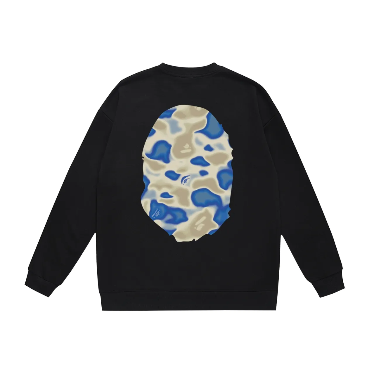 P150 model number SC474# terry 75 plus velvet 80 (top version) BAPE LIQUID CAMO BIG APE big ape head round neck sweatshirt Made of 350 grams of large terry (drop shoulder large version) fabric, soft texture and no pilling Imported environmentally friendly printing glue The pattern is bright and three-dimensional Quality 💥Same style for men and women The upper body is trendy Color: black and blue white blue gray blue Size: S M L XL XXL