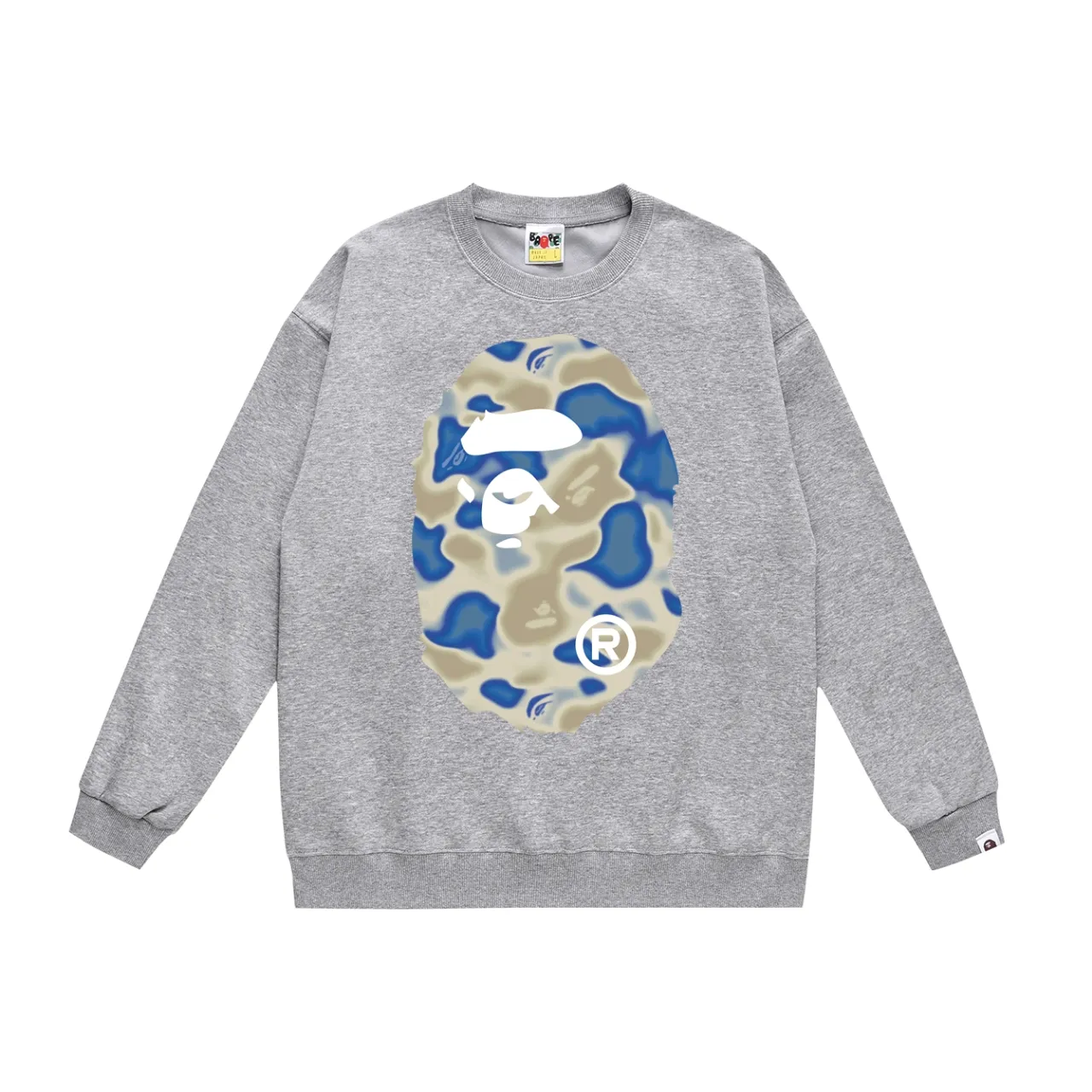 P150 model number SC474# terry 75 plus velvet 80 (top version) BAPE LIQUID CAMO BIG APE big ape head round neck sweatshirt Made of 350 grams of large terry (drop shoulder large version) fabric, soft texture and no pilling Imported environmentally friendly printing glue The pattern is bright and three-dimensional Quality 💥Same style for men and women The upper body is trendy Color: black and blue white blue gray blue Size: S M L XL XXL