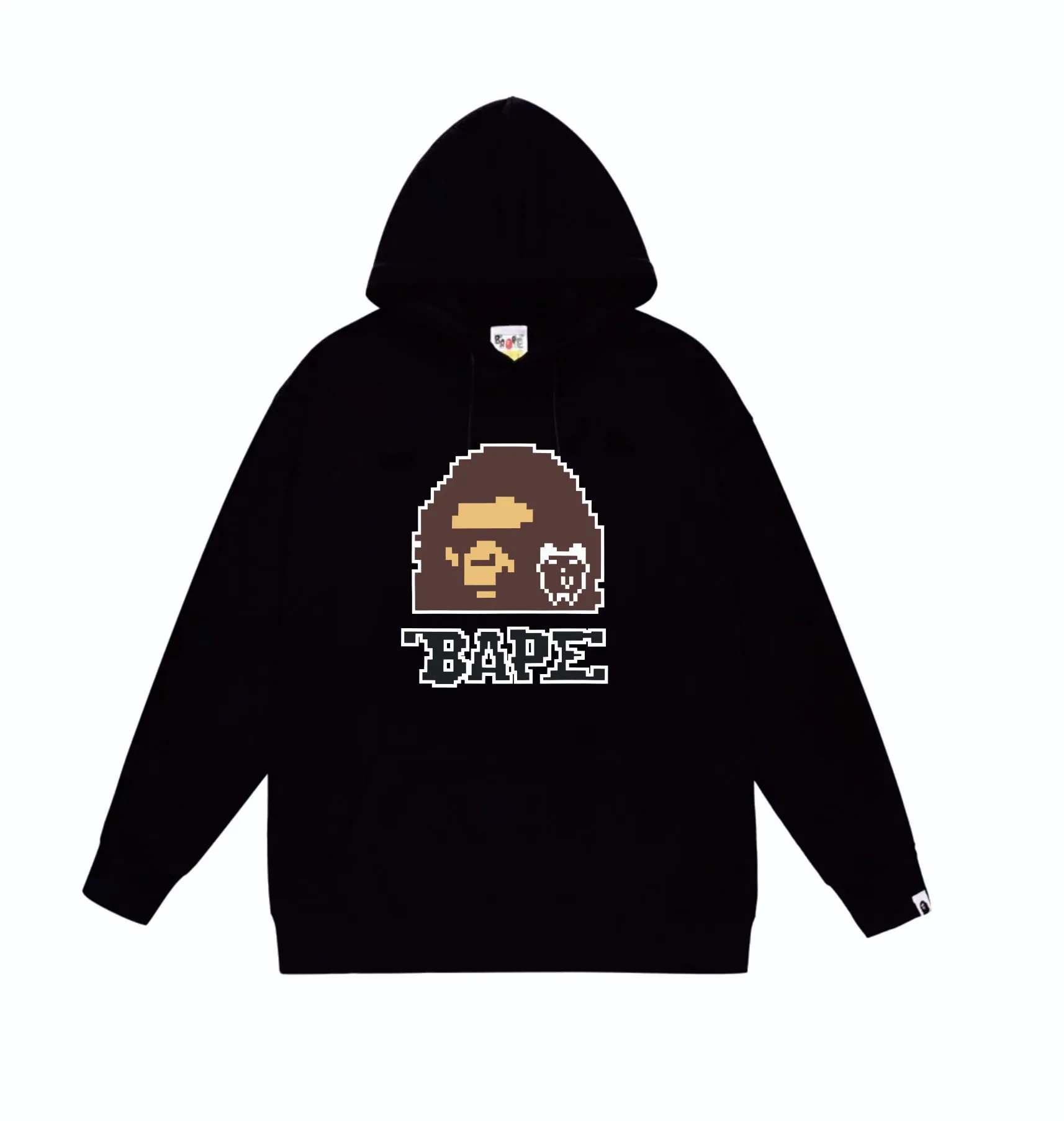 P160 model number SC824# terry 80 plus velvet 90 (top version) BAPE×TAMAGOTCHI joint model FW23 digital ape head print hooded sweatshirt. Made of 380g large terry (drop shoulder large version) fabric. The texture is soft and non-pilling. Imported environmentally friendly printing glue. The pattern is bright and three-dimensional. Quality💥Same style for men and women. The upper body is trendy. Color: black white gray Size: S M L XL XXL
