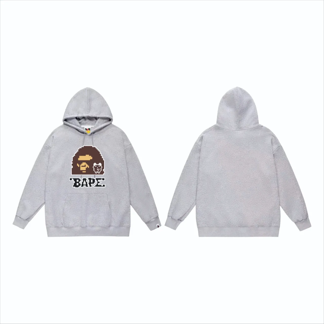 P160 model number SC824# terry 80 plus velvet 90 (top version) BAPE×TAMAGOTCHI joint model FW23 digital ape head print hooded sweatshirt. Made of 380g large terry (drop shoulder large version) fabric. The texture is soft and non-pilling. Imported environmentally friendly printing glue. The pattern is bright and three-dimensional. Quality💥Same style for men and women. The upper body is trendy. Color: black white gray Size: S M L XL XXL