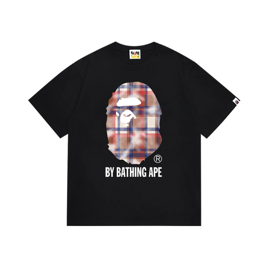 SC191#p110💰 (top version) BAPE bleached plaid ape head letter pattern printed T-shirt Made of 260 grams of high-quality high-weave pure cotton fabric, double yarn combed, soft texture and no pilling Imported environmentally friendly printing glue, bright and three-dimensional pattern, quality 💥Same style for men and women, the upper body is fashionable Color: black white Size: S M L XL XXL