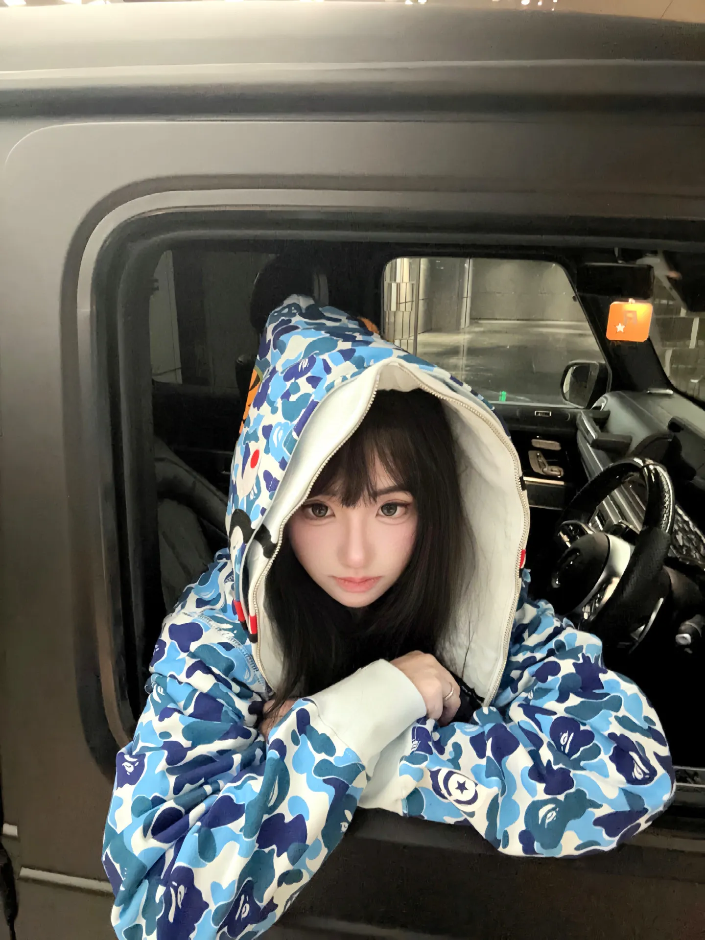 💰440 Bape Abc Double Hat Large Flower Camouflage Shark Customized fabric 1:1 Fine workmanship High version Couple model: S—XXL [Green Pink Blue]