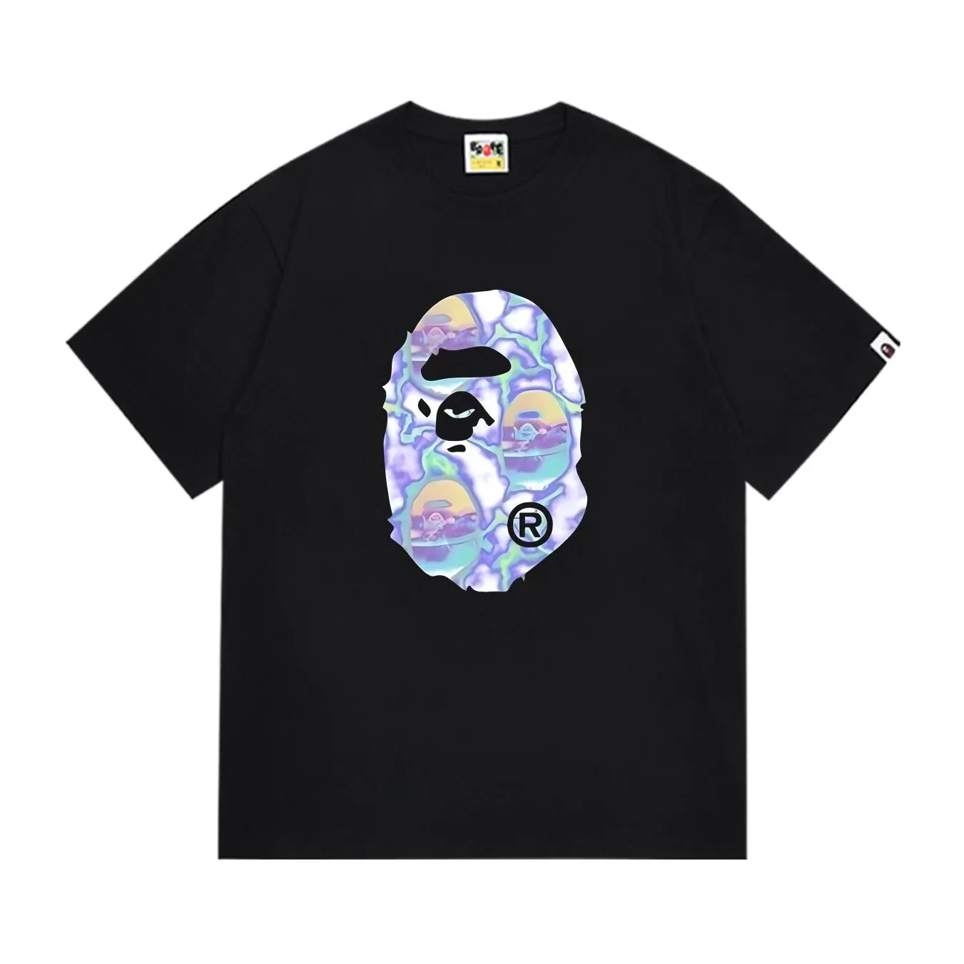 SC1019#p110💰 (top version) BAPE uses 260 grams of high-quality high-weave pure cotton fabric, double yarn combed, soft and non-pilling texture, imported environmentally friendly printing glue, bright and three-dimensional pattern, quality 💥Same style for men and women, the upper body is fashionable Color: black white Size: S M L XL XXL