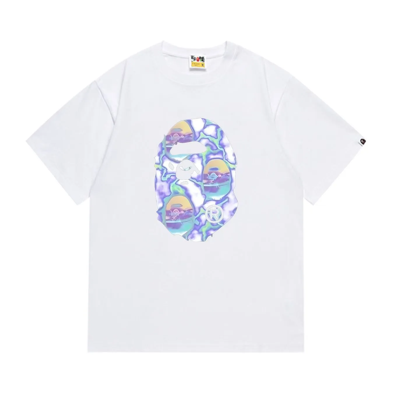 SC1019#p110💰 (top version) BAPE uses 260 grams of high-quality high-weave pure cotton fabric, double yarn combed, soft and non-pilling texture, imported environmentally friendly printing glue, bright and three-dimensional pattern, quality 💥Same style for men and women, the upper body is fashionable Color: black white Size: S M L XL XXL
