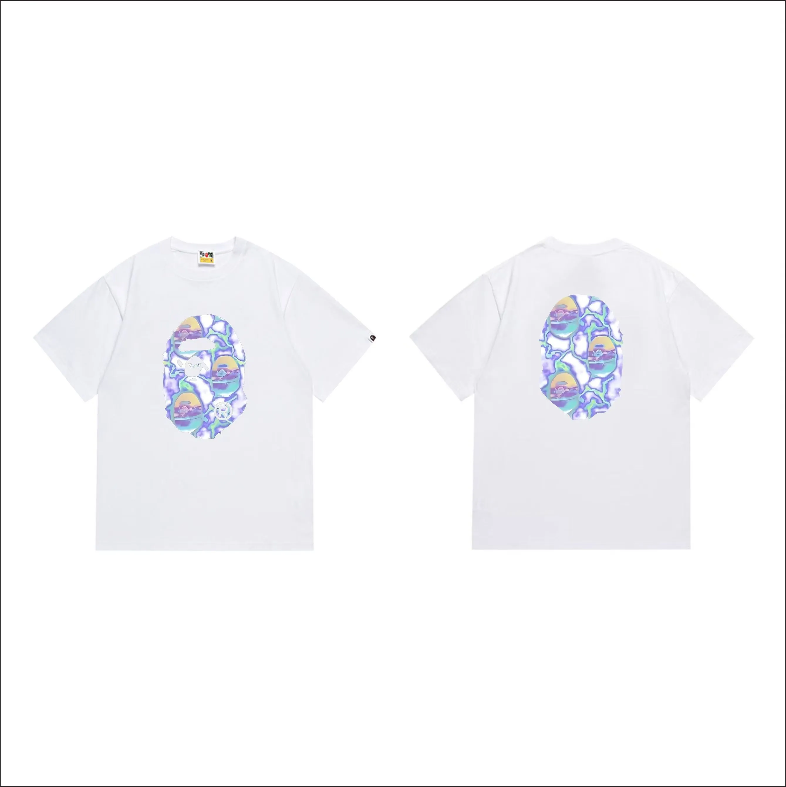 SC1019#p110💰 (top version) BAPE uses 260 grams of high-quality high-weave pure cotton fabric, double yarn combed, soft and non-pilling texture, imported environmentally friendly printing glue, bright and three-dimensional pattern, quality 💥Same style for men and women, the upper body is fashionable Color: black white Size: S M L XL XXL