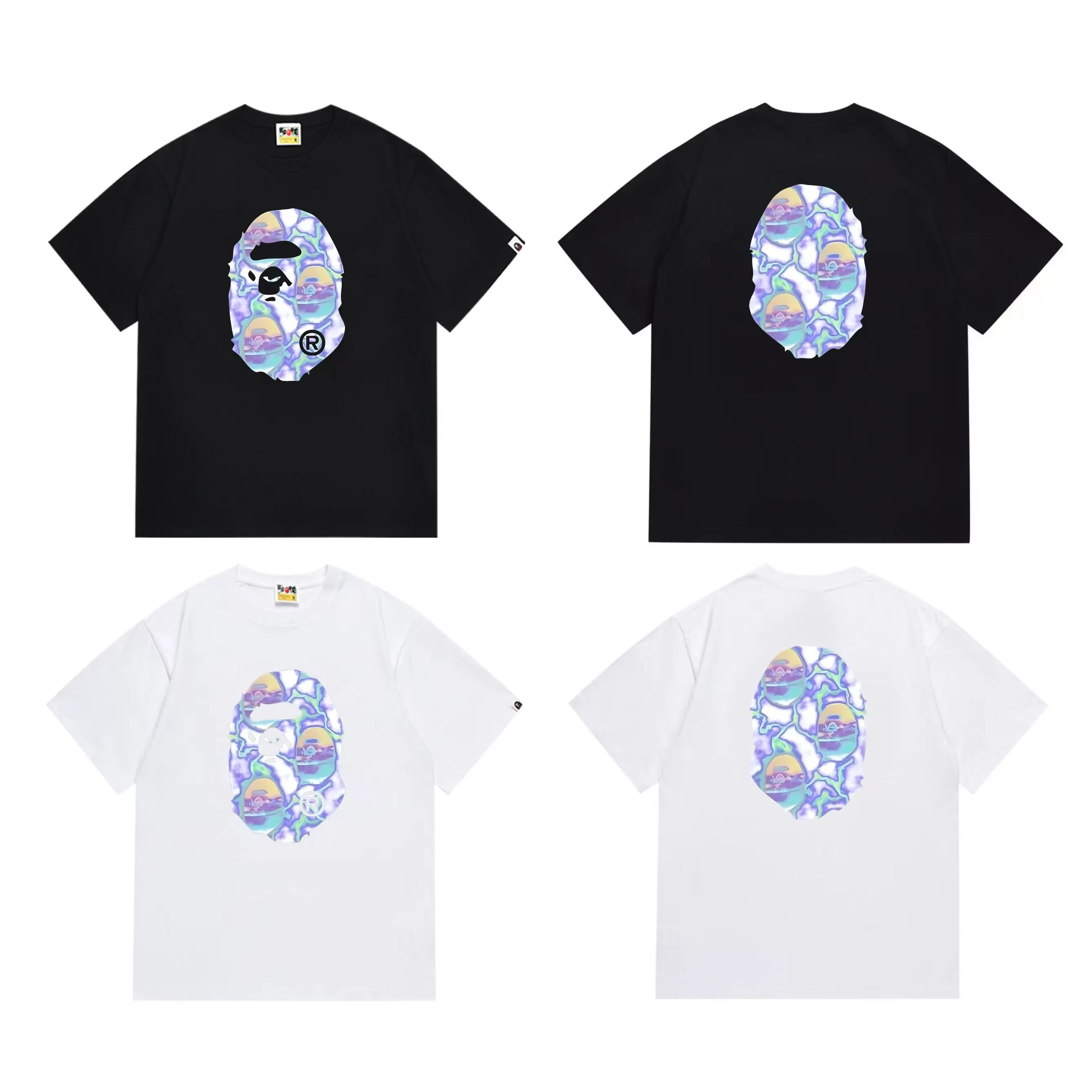 SC1019#p110💰 (top version) BAPE uses 260 grams of high-quality high-weave pure cotton fabric, double yarn combed, soft and non-pilling texture, imported environmentally friendly printing glue, bright and three-dimensional pattern, quality 💥Same style for men and women, the upper body is fashionable Color: black white Size: S M L XL XXL