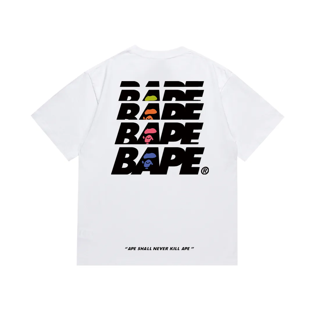 P110 SC070# (top version) BAPE SUMMER CAMP letter green camouflage ape head printed short-sleeved T-shirt. Made of 260 grams of high-quality high-weave pure cotton fabric. Double yarn combed. The texture is soft and non-pilling. Imported environmentally friendly printing glue. The pattern is bright and three-dimensional. Quality💥Same style for men and women. The upper body is trendy. Color: black and white. Size: S M L XL XXL