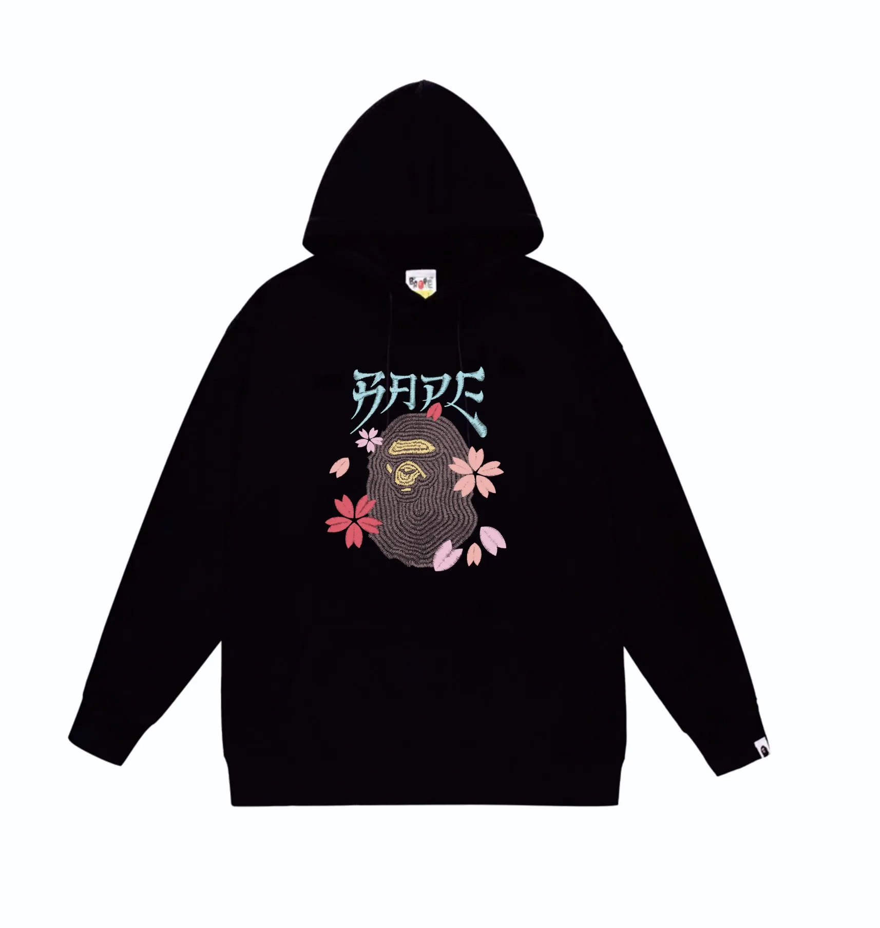 P160 model number SC836# terry 80 plus velvet 90 (top version) BAPE ape head cherry blossom cartoon print hooded sweatshirt Made of 380g large terry (drop shoulder large version) fabric, soft texture and no pilling Imported environmentally friendly printing glue The pattern is bright and three-dimensional Quality 💥Same style for men and women The upper body is trendy Color: black white gray Size: S M L XL XXL