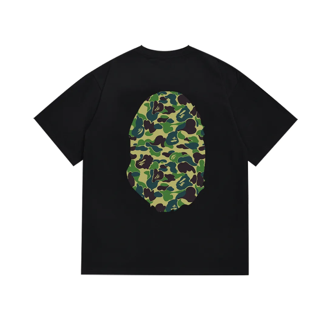 P110 SC036# (top version) BAPE ABC green camouflage ape LOGO double-sided printed short-sleeved T-shirt Made of 260 grams of high-quality high-weave pure cotton fabric, double yarn combed, soft and non-pilling texture, imported environmentally friendly printing glue, bright and three-dimensional pattern, quality 💥Same style for men and women, the upper body is fashionable Color: black green white green Size: S M L XL XXL