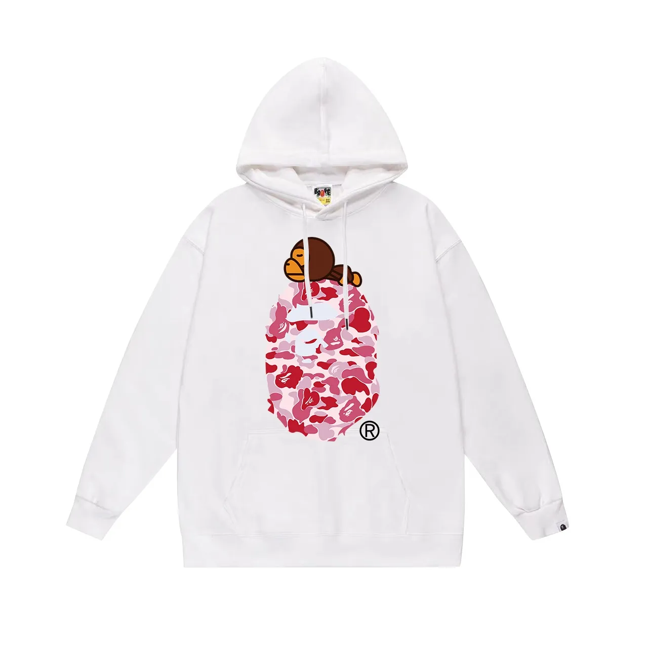 Model No. SC648# terry p160 plus velvet p180💰 (top version) BAPE ape head monkey letter print hooded sweatshirt. Made of 380g large terry 430g silver fox velvet (drop shoulder large version) fabric. The texture is soft and non-pilling. Imported environmentally friendly printing glue. The pattern is bright and three-dimensional. The quality is the same for men and women. The upper body is trendy. Color: black pink, white pink, dusty pink. Size: S M L XL XXL